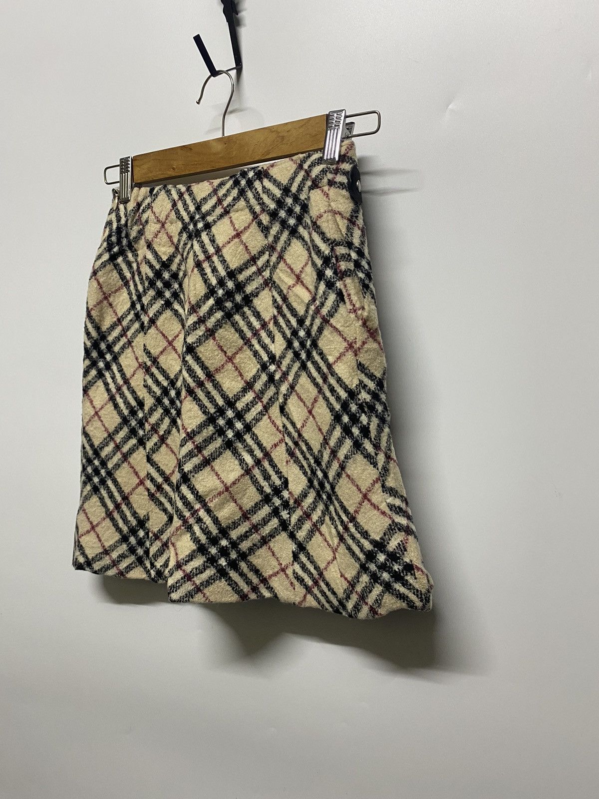 Burberry × Vintage BURBERRY London Wool Mini Skirt Plaid Nova Check One Pocket Size 23" - 5 Thumbnail