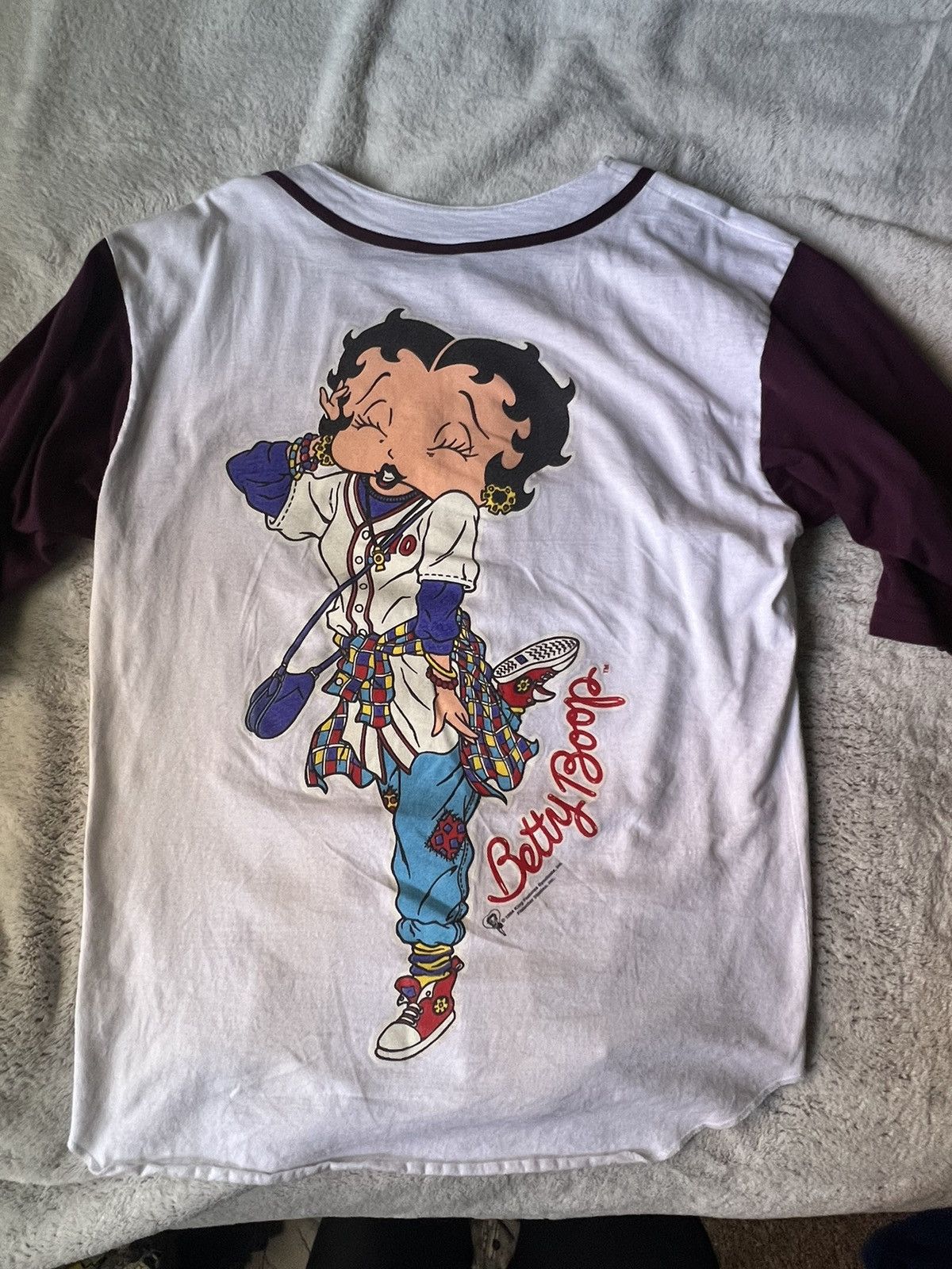 Vintage ‘94 BETTY BOOP 3/4 SLEEVE BASEBALL JERSEY Size US M / EU 48-50 / 2 - 2 Thumbnail