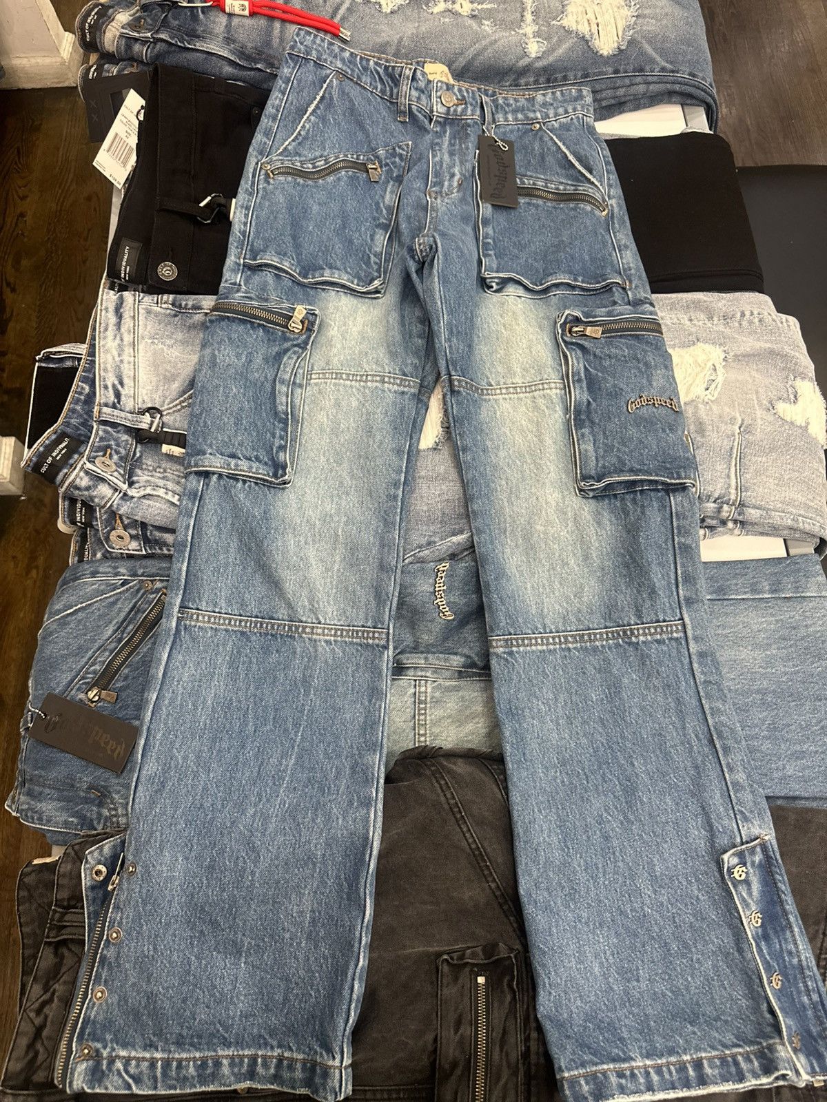 Godspeed Double pocket Flared Cargo Denim (Blue) Size US 30 / EU 46 - 1 Thumbnail