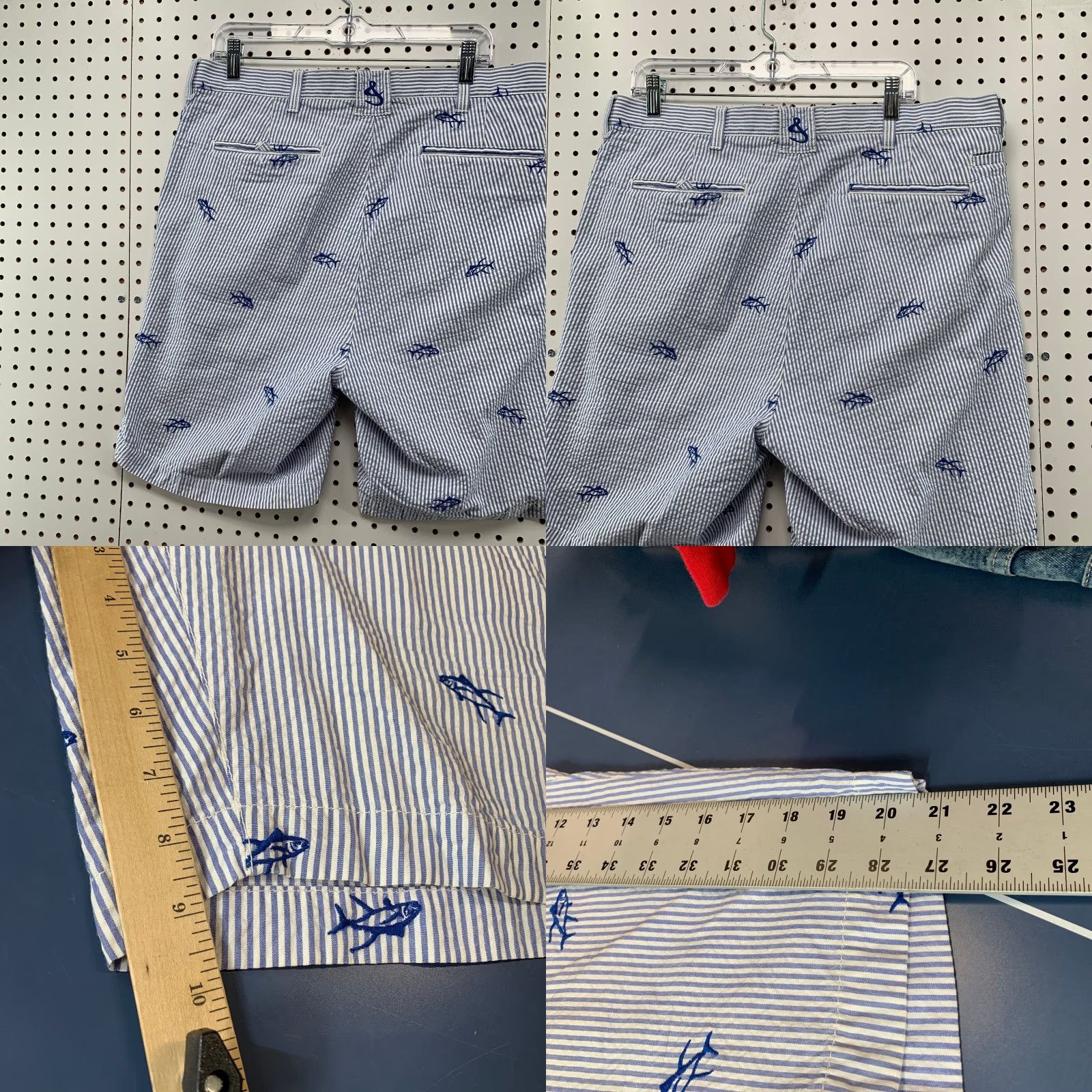 Vintage Hook & Tackle Shorts Mens 38 Blue Striped Bermuda Preppy Casual Shorts Size US 38 / EU 54 - 8 Thumbnail