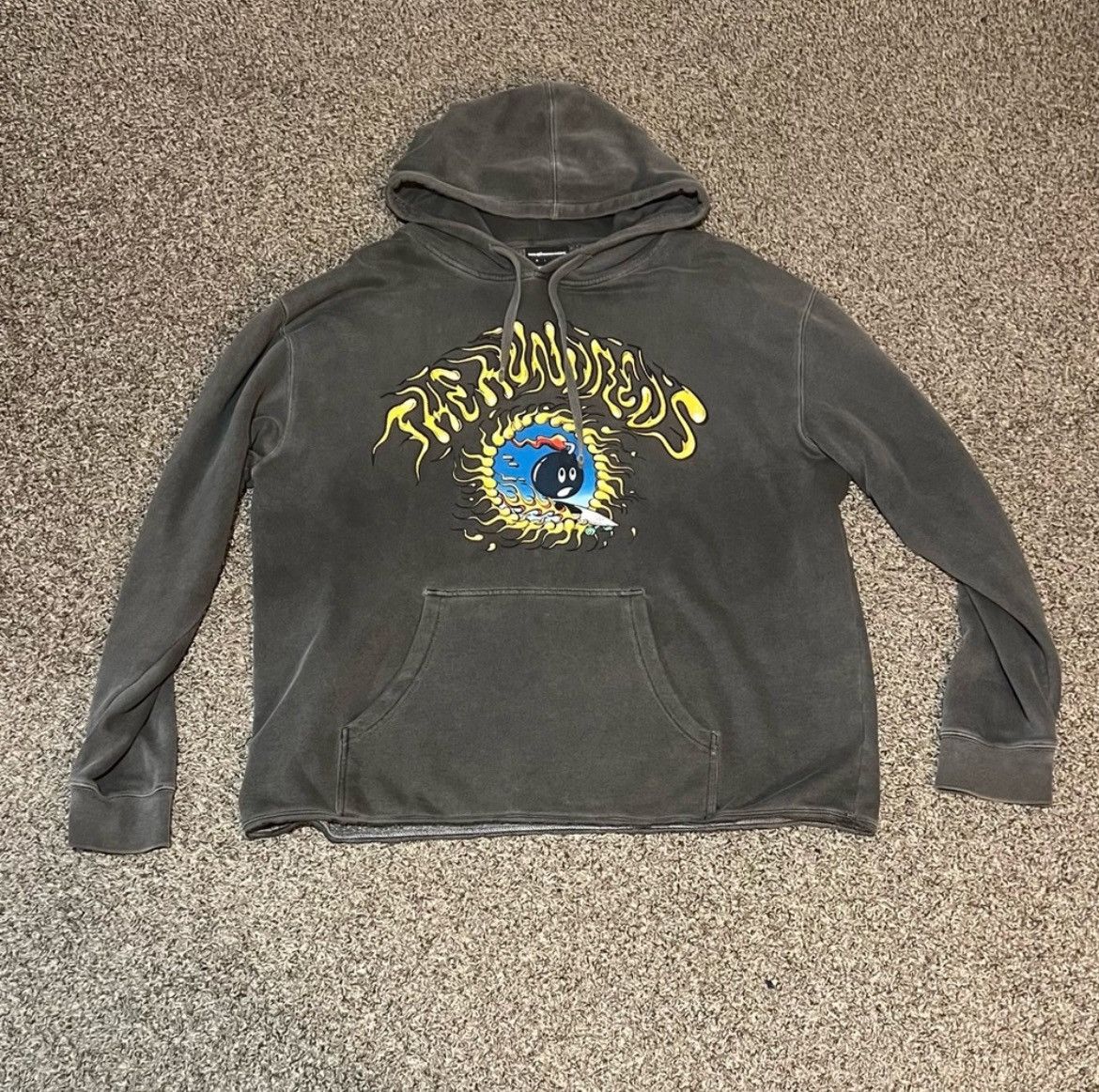 Image of The Hundreds X Rick Griffin Eye Surf Adam Hoodie in Grey, Men's (Size XL)