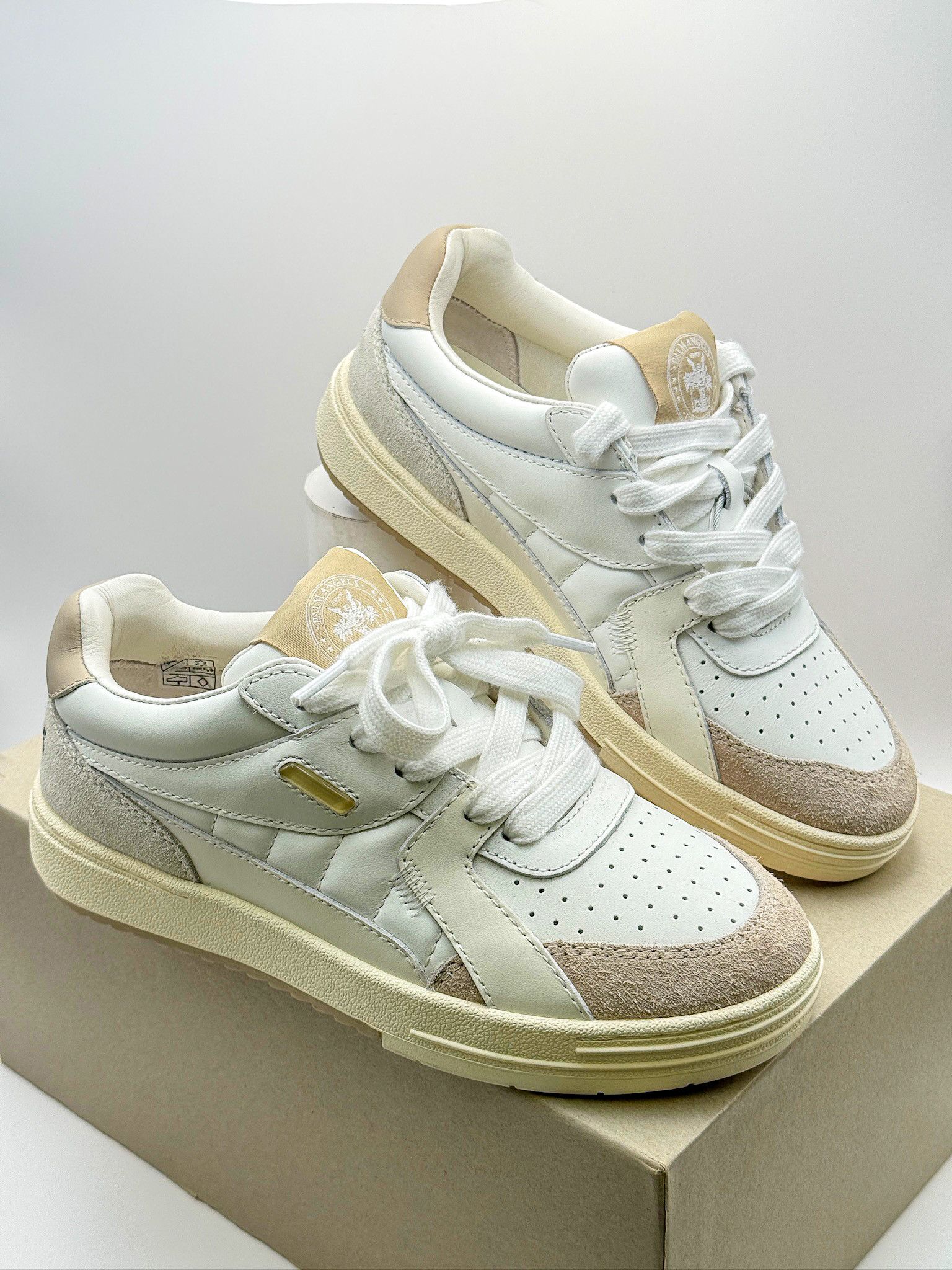 Palm Angels Palm Angels University White Beige Luxury Sneakers Size US 6 / IT 36 - 1 Thumbnail