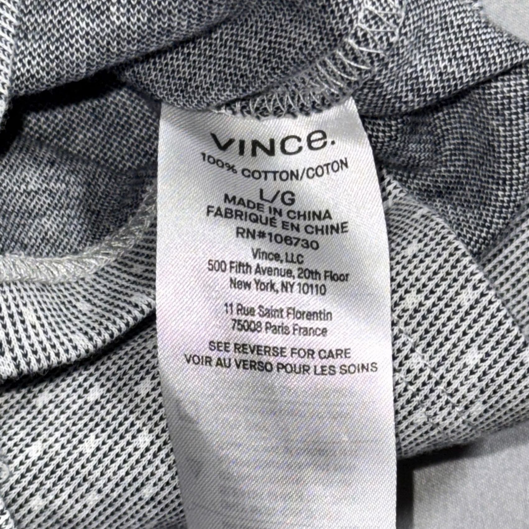 Vince Vince Shirt Mens Large Gray Geometric Cotton Short Sleeve Button Front Casual Size US L / EU 52-54 / 3 - 4 Thumbnail