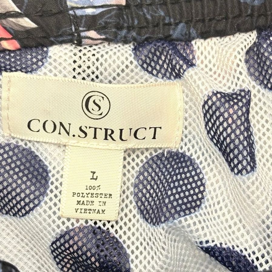Vintage CON.STRUCT Board Shorts Tropical Swim Trunks Black Floral 8" Mens Size L Size US 33 - 2 Thumbnail