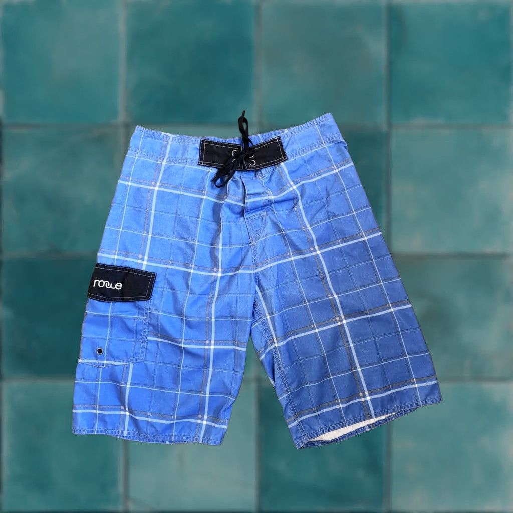 Vintage Nonwe Men's Blue Swim Trunks Shorts - Size 32 - Trunks - Pockets, Drawstring - 100% Polyester - Regular - Men Size US 32 / EU 48 - 1 Thumbnail