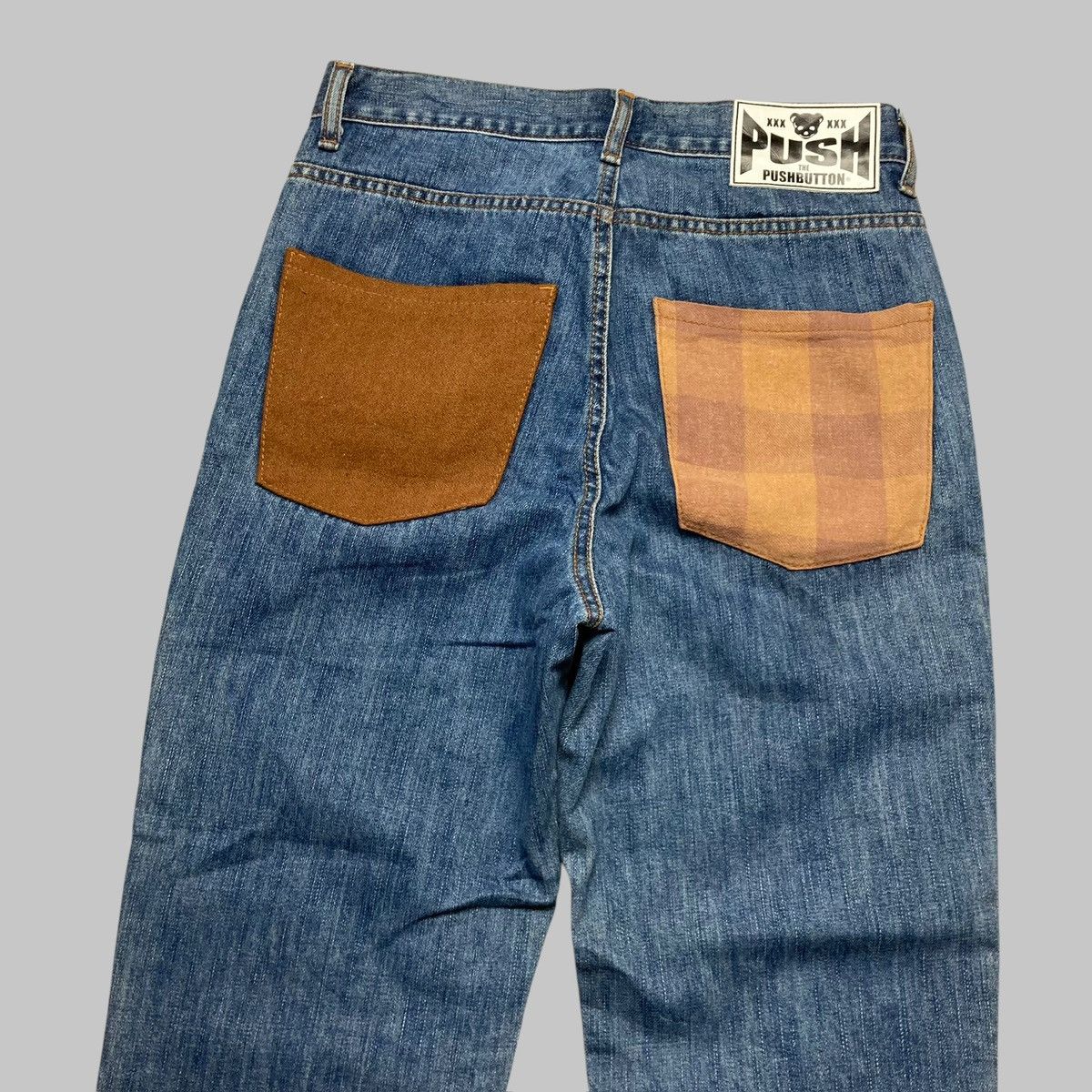 Japanese Brand × PPFM × semanticdesign PUSH BUTTON - Double Knee Jeans Y2K Unique Design Size US 28 / EU 44 - 4 Thumbnail