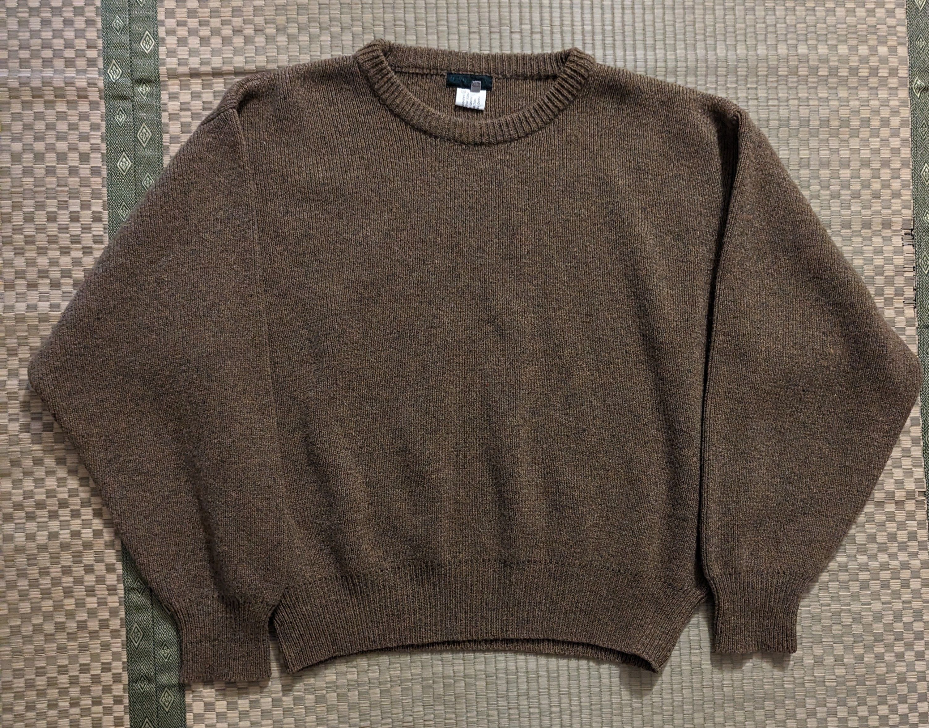 image of Alan Bilzerian 100% Wool Crew Knit Sweater Made In England in Brown, Men's (Size XL)