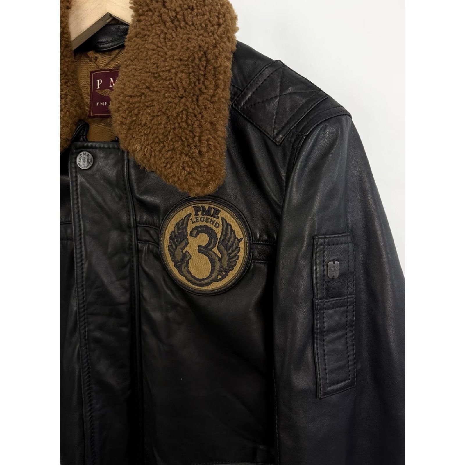 Vintage PME Legend A-28 Hudson Lockheed Sheep Leather Bomber Jacket S Mens Black Jacket Size US S / EU 44-46 / 1 - 6 Thumbnail
