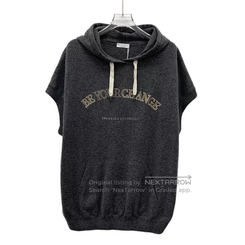 Brunello Cucinelli Brunello Cucinelli Dark Gray Logo Letter Embroidered Wool Size M / US 6-8 / IT 42-44 - 1 Thumbnail