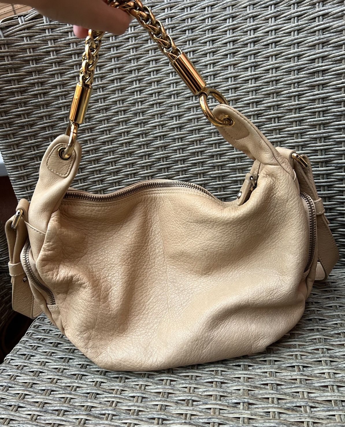 Furla Furla Beige Leather Hobo Shoulder Bag Gold Chain Size ONE SIZE - 5 Thumbnail
