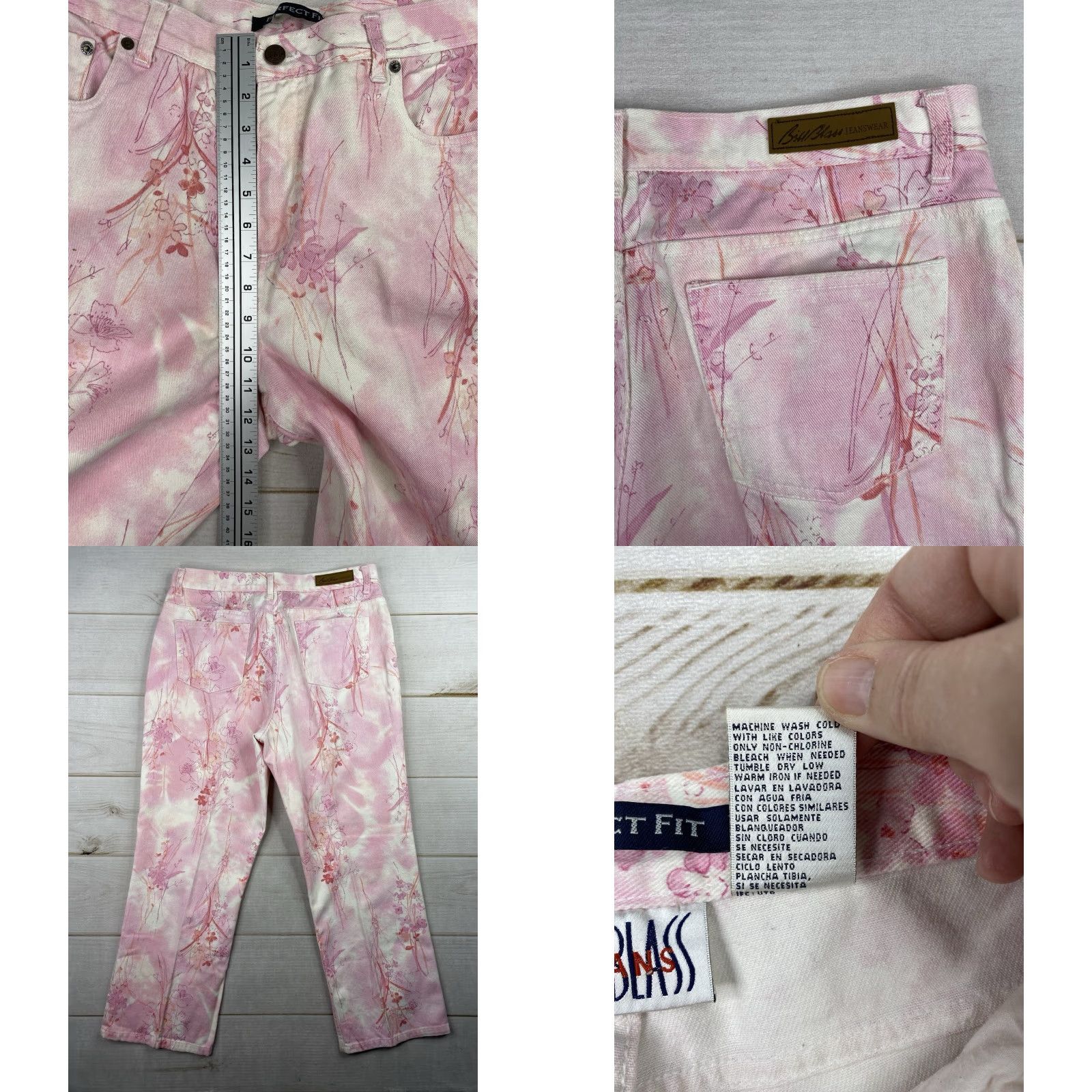 Bill Blass VINTAGE Bill Blass Jeans Womens 12P Short Pink Floral Print High Rise Straight Fit Denim Jeans Womens Girls? Size 34" / US 12 / IT 48 - 8 Thumbnail