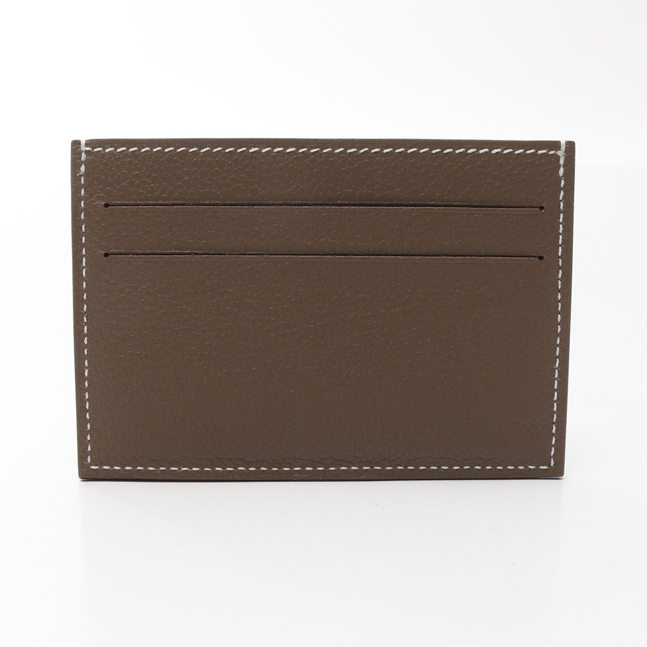 Hermes Hermes Citizen Twill Silk In Etoupe Card Case Evercolor Gray Brown Double Engraved Size ONE SIZE - 1 Thumbnail