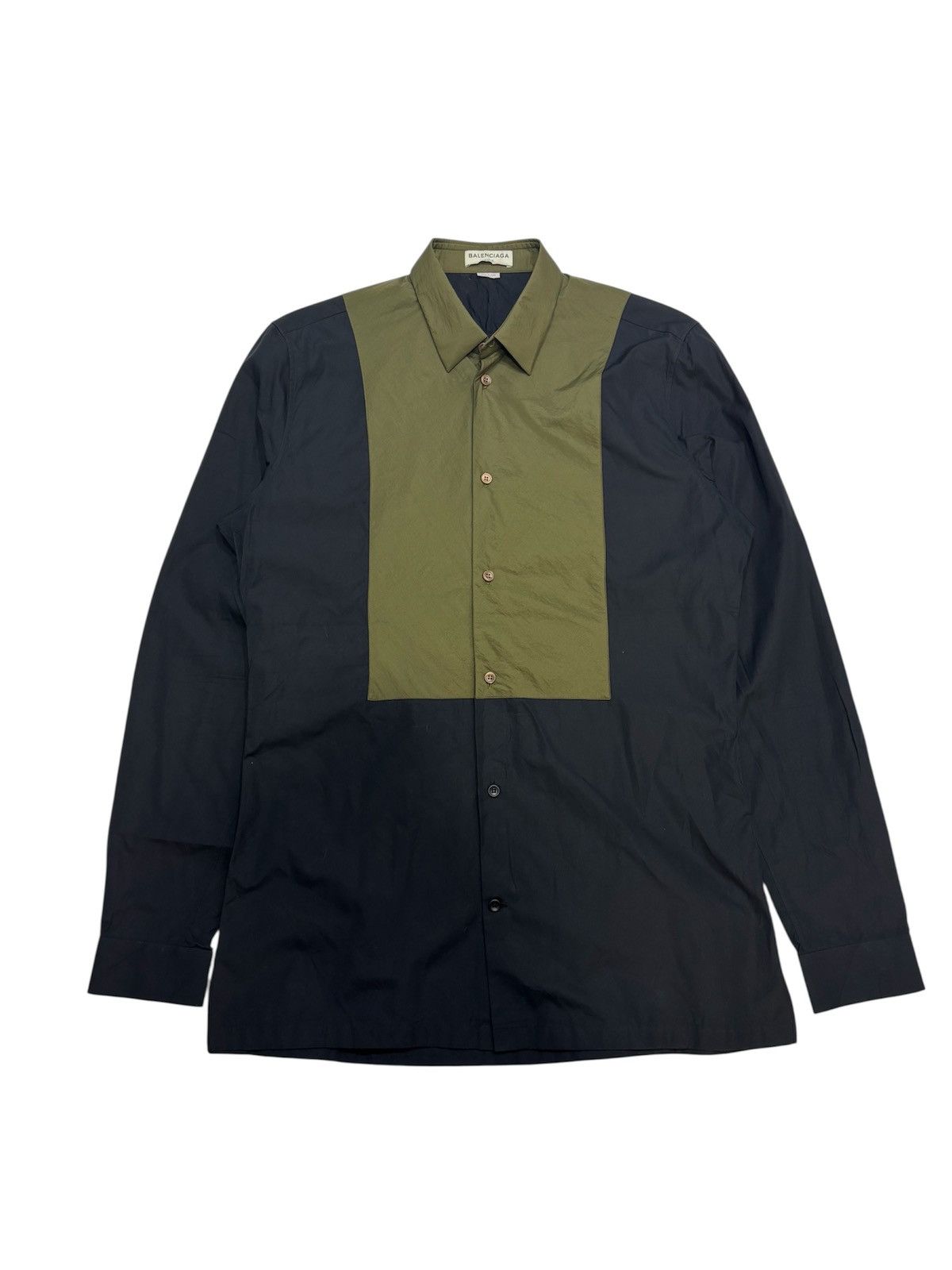 Balenciaga Balenciaga olive and black dress button up shirt Size US L / EU 52-54 / 3 - 1 Thumbnail