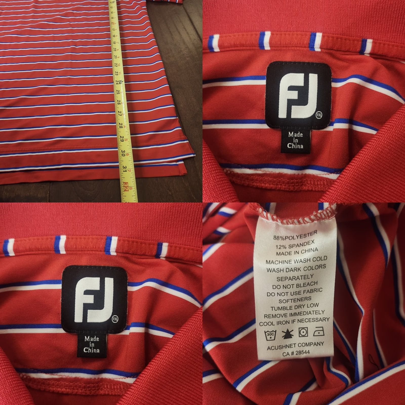 Footjoy Footjoy Polo Shirt Mens 2XL Red Striped Performance Golf Activewear Top Size US XXL / EU 58 / 5 - 9 Thumbnail