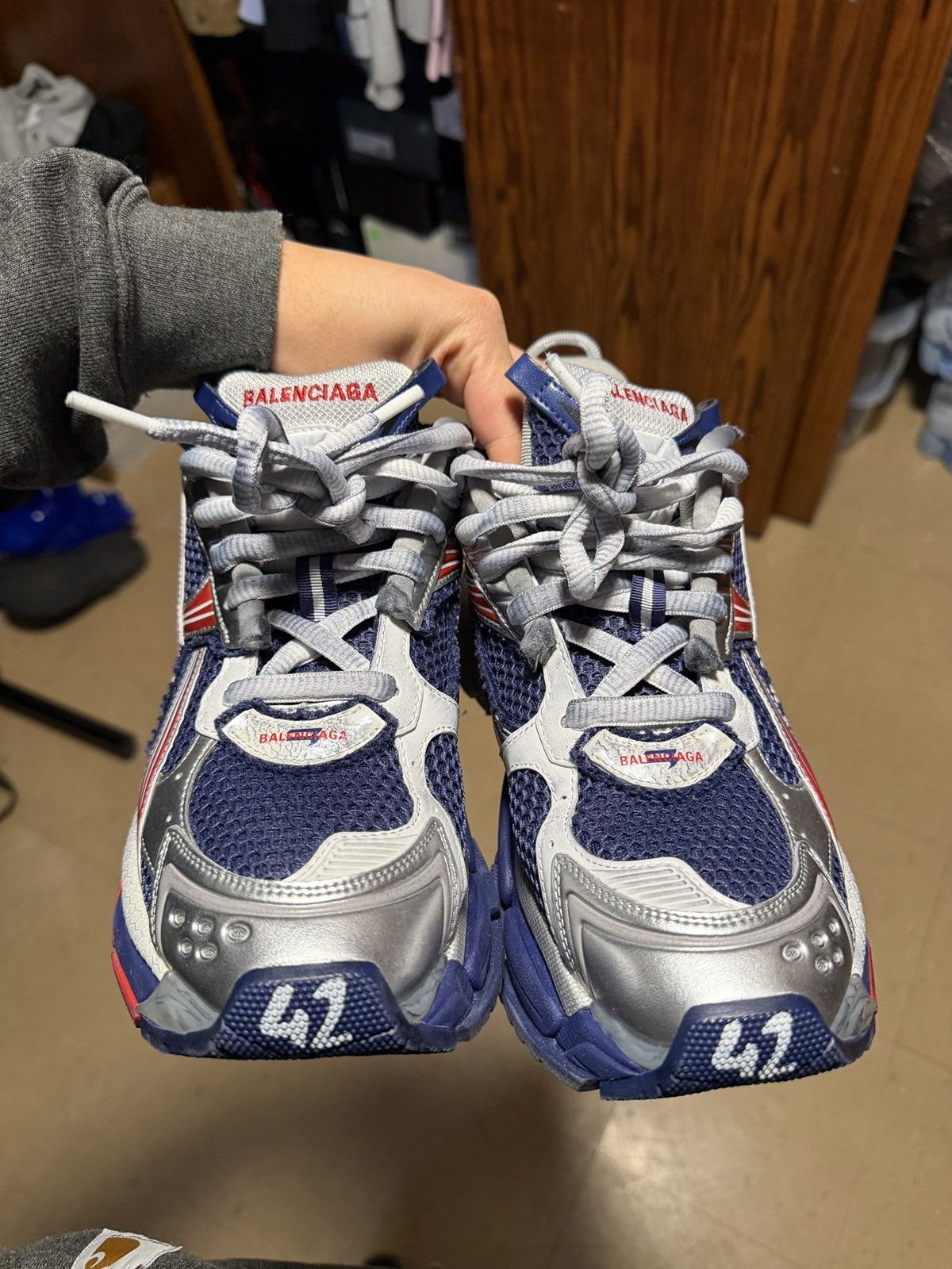 Balenciaga Balenciaga Navy Red Runners Size US 9 / EU 42 - 3 Thumbnail