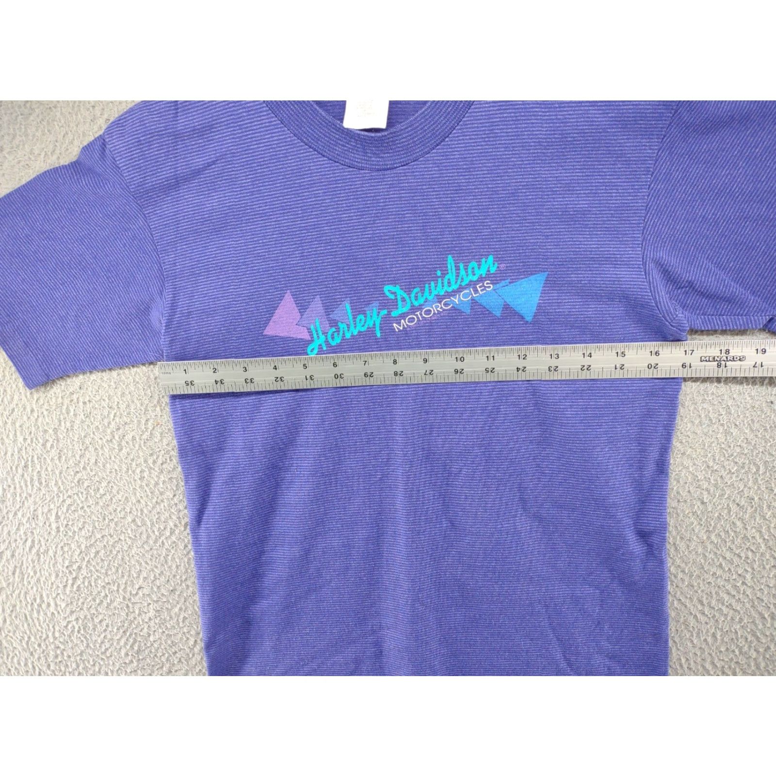 Harley Davidson VINTAGE Harley-Davidson T-Shirt Mens Small Purple Pinstripe Single Stitch 1993 USA Made Motorcycle Graphic Print Crew Neck Short Sleeve Size US S / EU 44-46 / 1 - 6 Thumbnail