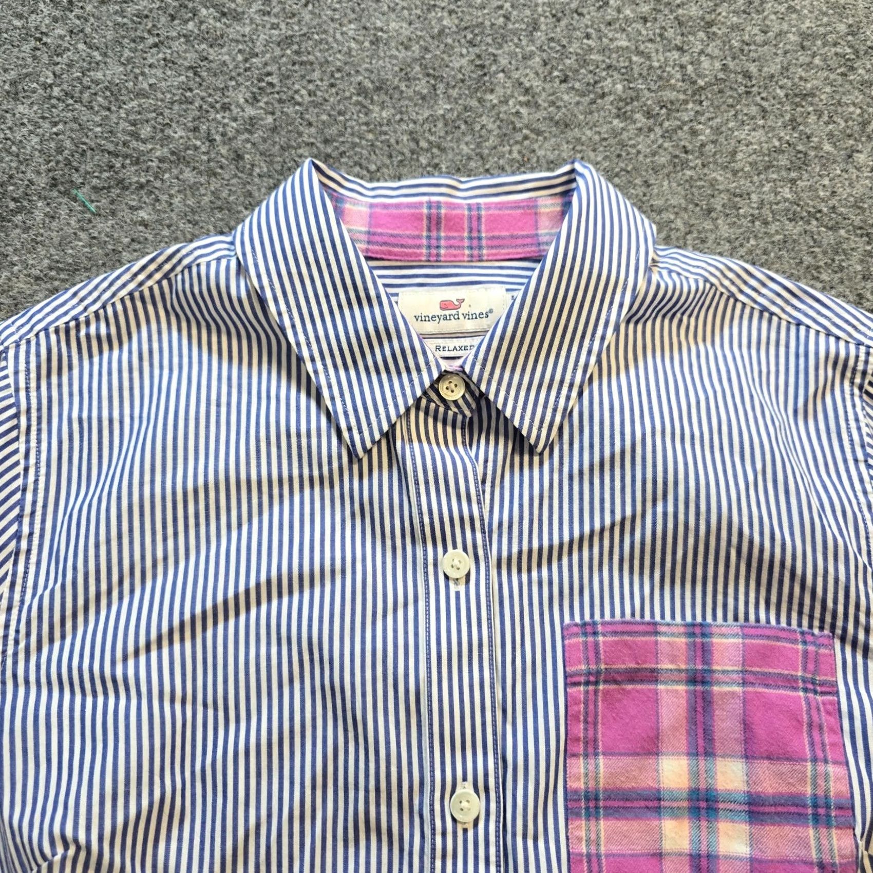 Vineyard Vines Vineyard Vines Top Womens Size 4 Blue Striped Plaid Button Preppy Casual Capsule Blouse Size S / US 4 / IT 40 - 2 Thumbnail