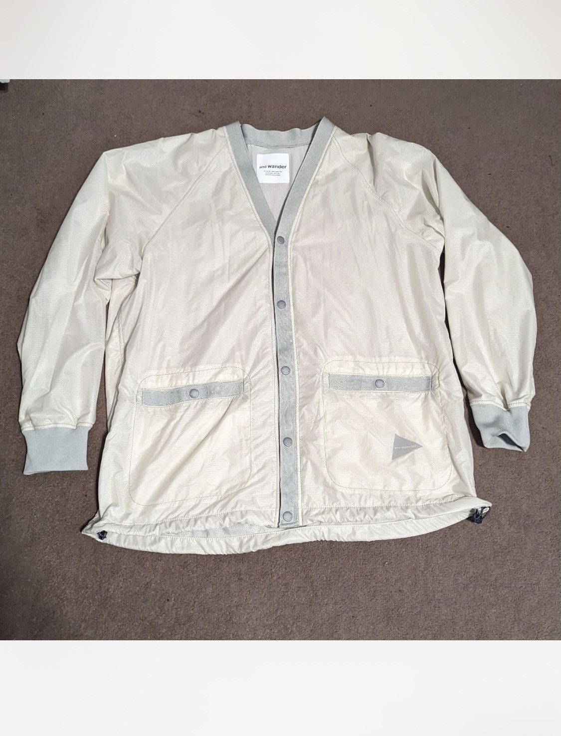 image of And Wander Covered Rip Off Cardigan in White, Men's (Size Large)