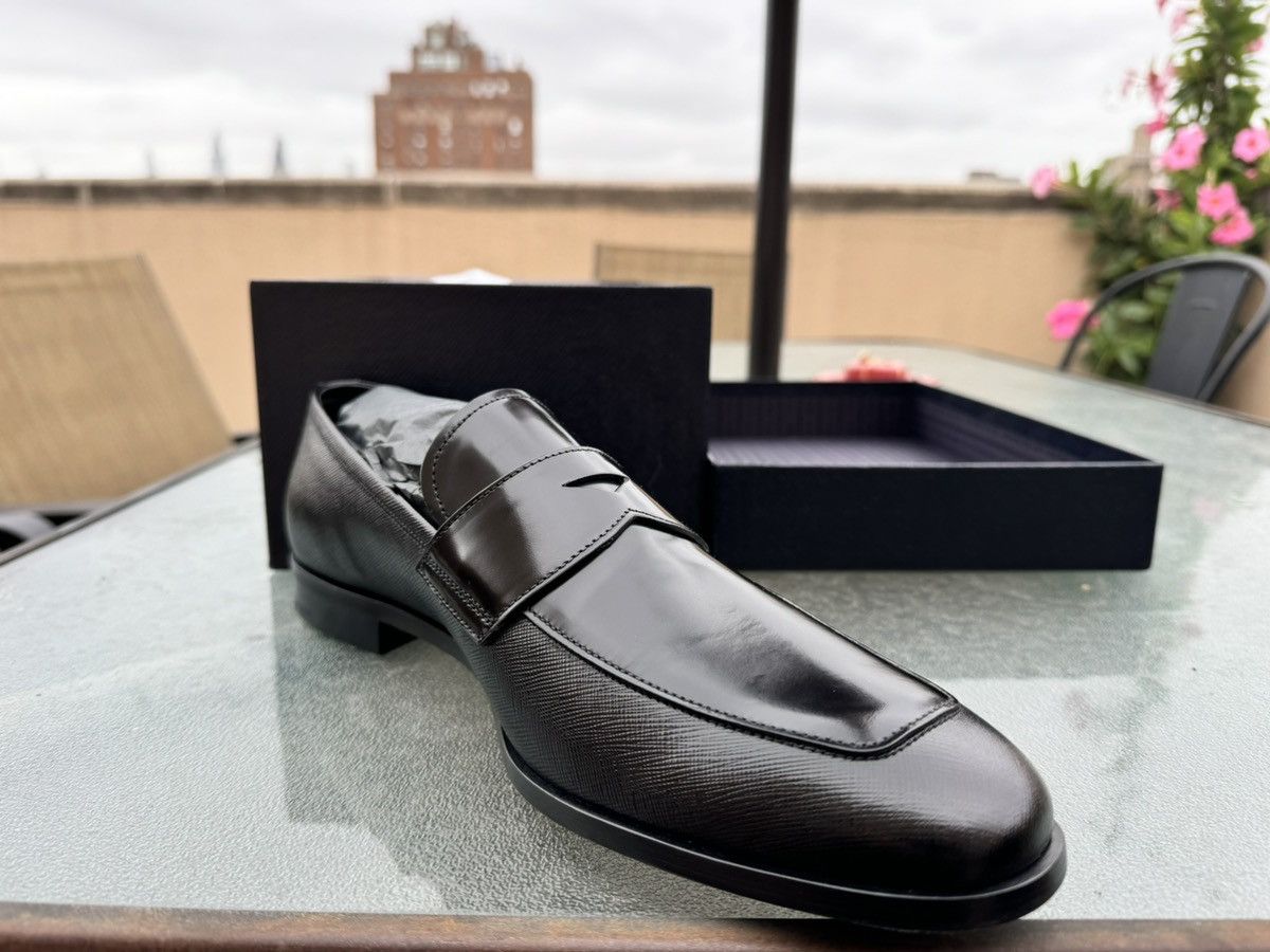 Prada Prada Men's Spazzolato Saffiano Black Leather Loafers Size US 11 / EU 44 - 1 Thumbnail
