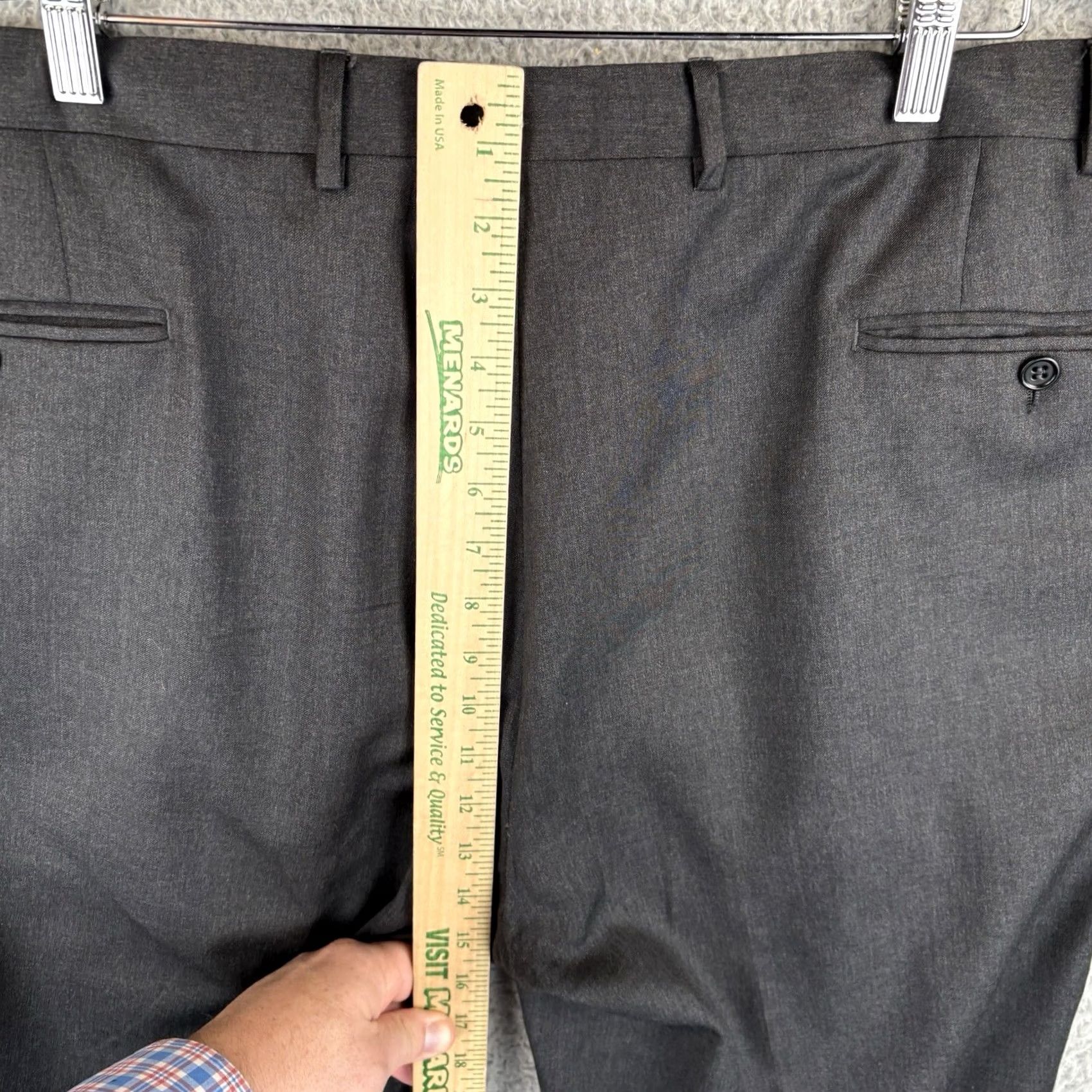 Canali Canali Dress Pants Mens 42x32 Charcoal Gray Pleated Front Cuffed Hem 100% Wool Dress Pants Mens 42 Gray Wool Classic Slim? Size US 42 / EU 58 - 5 Thumbnail
