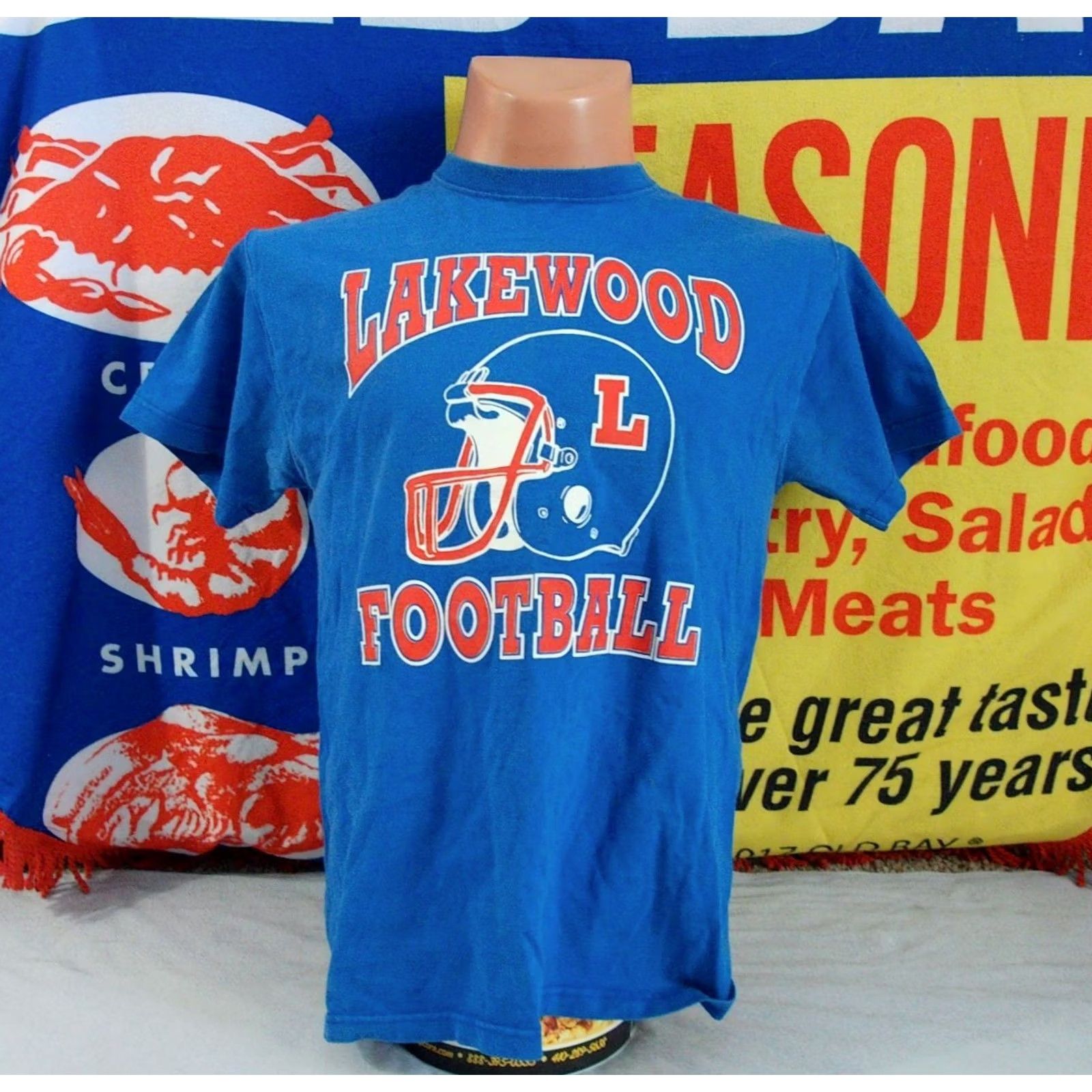 Fruit Of The Loom VINTAGE LAKEWOOD LANCERS Football T-Shirt Mens Medium Blue Cotton Fruit of the Loom Size US M / EU 48-50 / 2 - 2 Thumbnail