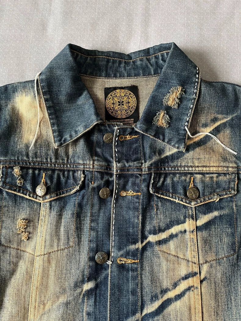 Yohji Yamamoto Vintage Distressed Denim Jacket with Unique Details-2506 Size M / US 6-8 / IT 42-44 - 3 Thumbnail