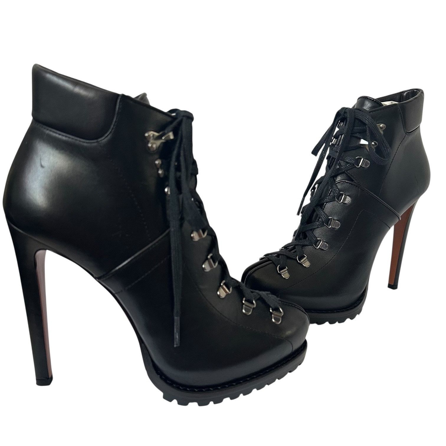 Alaia Black Leather Hiker Ankle Boots EU 38 US 8 Trek Stiletto Size US 8 / IT 38 - 17 Thumbnail