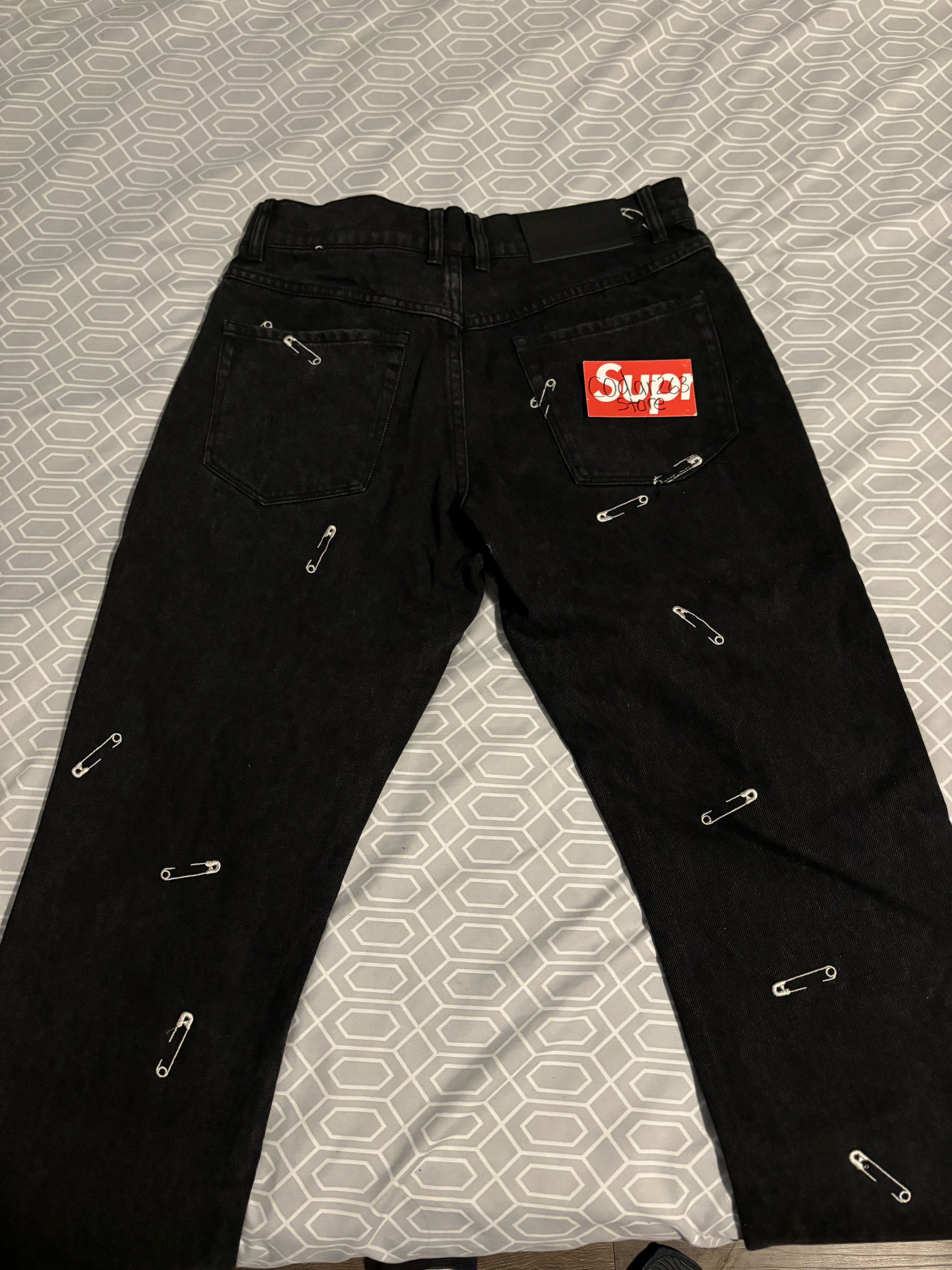 Pleasures Safety Pin 5 Pocket Denim - Pleasures Black Jeans Size US 30 / EU 46 - 4 Thumbnail