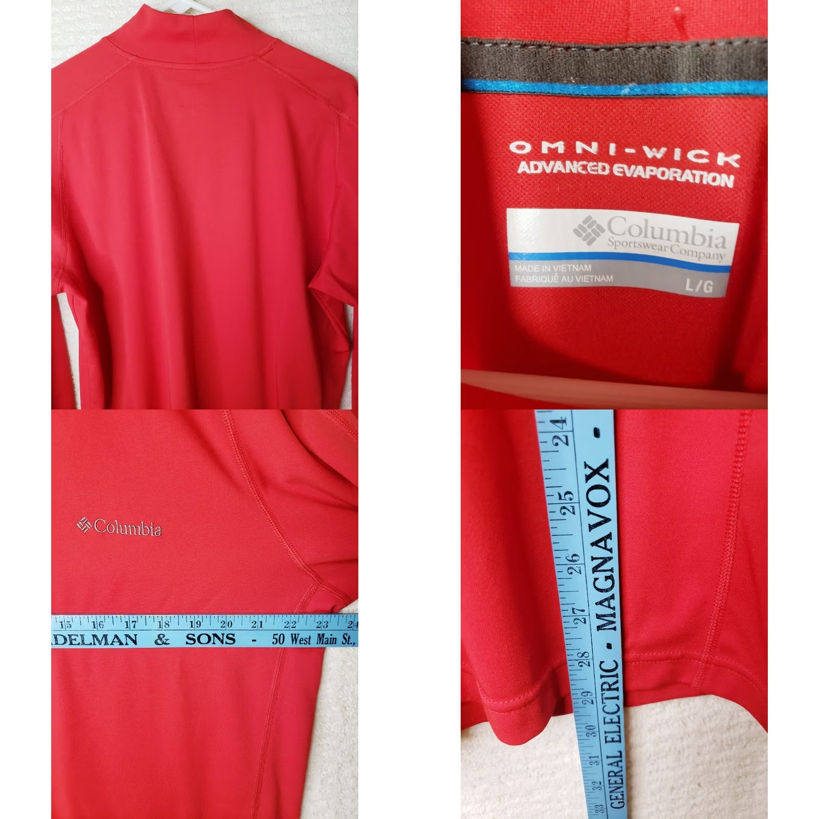 Vintage Columbia Omni-Wick Shirt Mens Large Red 1/4 Zip Long Sleeve Pullover Golf Hiking Running Walking Omn i-Wick Size US L / EU 52-54 / 3 - 8 Thumbnail