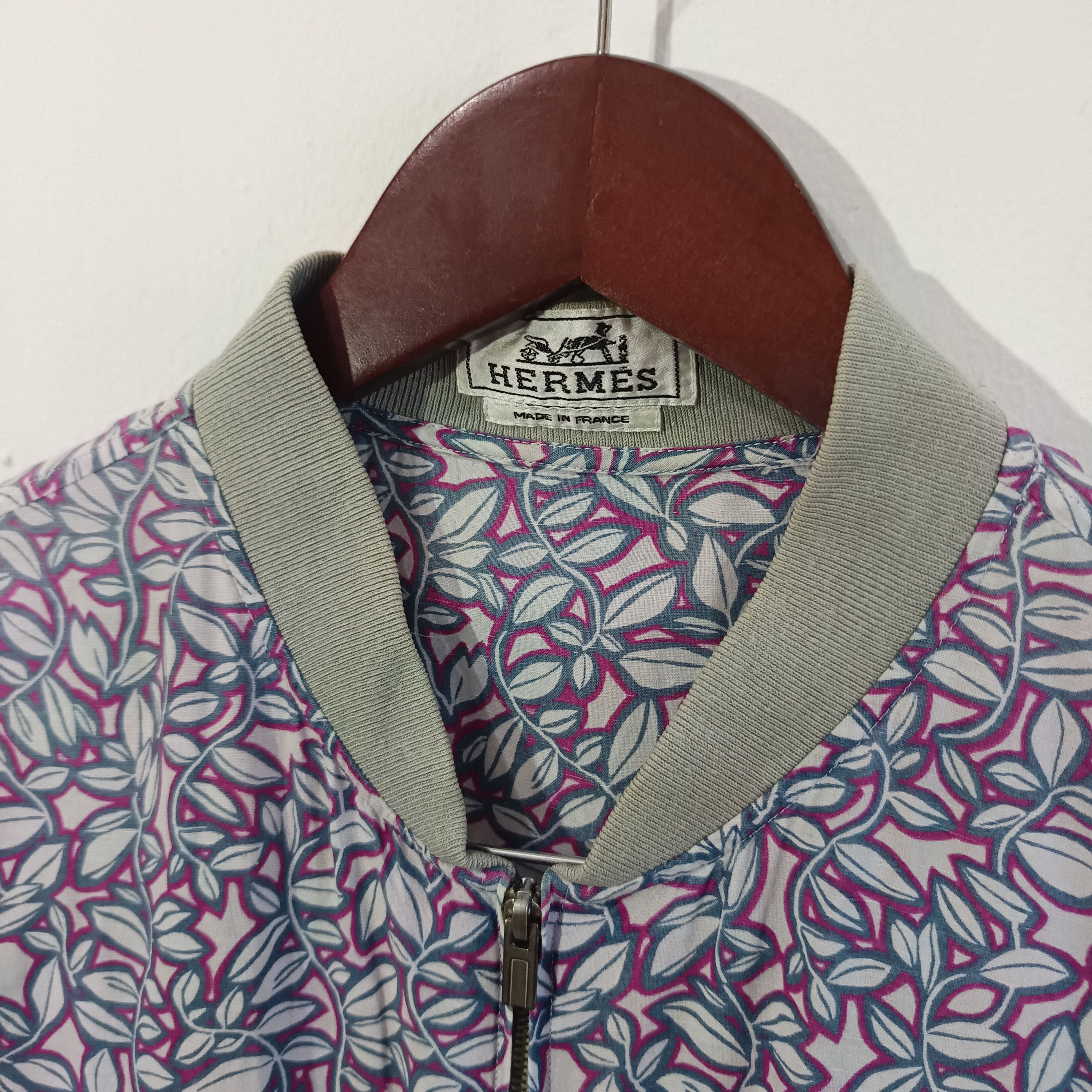 Hermes Vintage Hermes Leaf Pattern Jacket Size US L / EU 52-54 / 3 - 3 Thumbnail