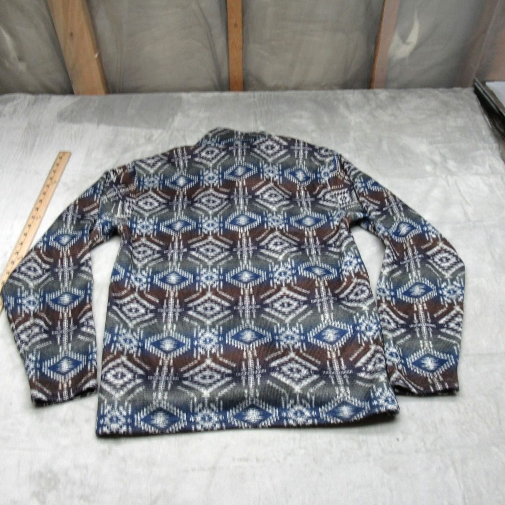 Ariat Ariat Sweater Shirt Mens S Aztec Southwestern Fleece Mock Neck Quarter Button Multicolor Geometric Western Outdoor Casual Fall Winter Spring Size US S / EU 44-46 / 1 - 2 Thumbnail
