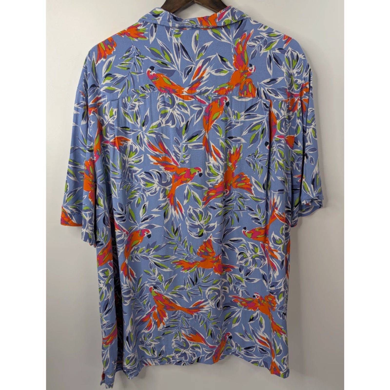 George George Shirt Mens 3XL Blue Palm Leaf Bird Of Paradise Rayon Camp Hawaiian Casual Button-Up Size US XXL / EU 58 / 5 - 3 Thumbnail