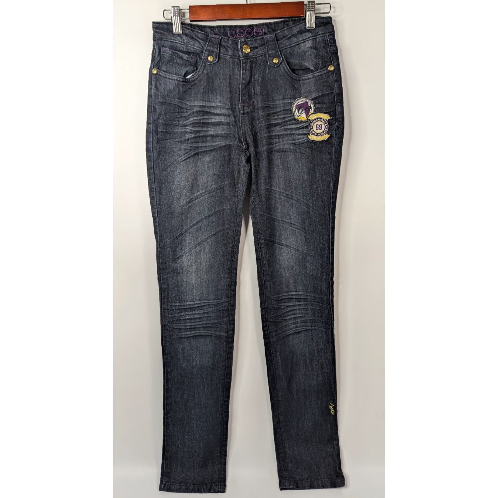 Coogi COOGI Jeans Womens Size 16 Dark Denim Embroidered Logo Pockets Y2K 90s Hip Hop Floral Straight Regular Blue Cotton Denim Size 38" / US 16 / IT 52 - 4 Thumbnail