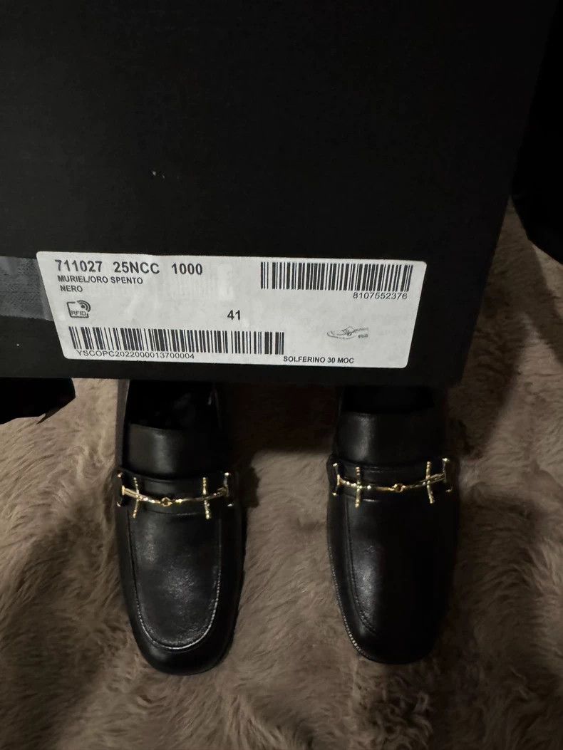 Saint Laurent Paris Saint Laurent Paris Black Gold Loafers shoes Size US 8 / EU 41 - 9 Thumbnail