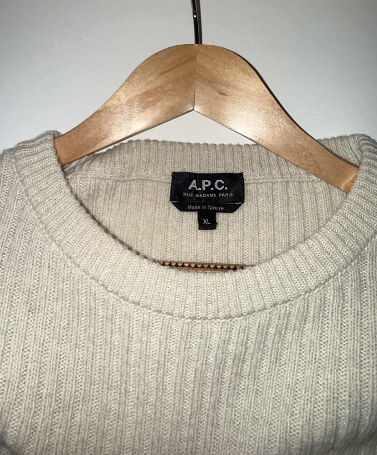 A.P.C. A.P.C Wool Sweater - Cream/Off-white Size US XL / EU 56 / 4 - 4 Thumbnail