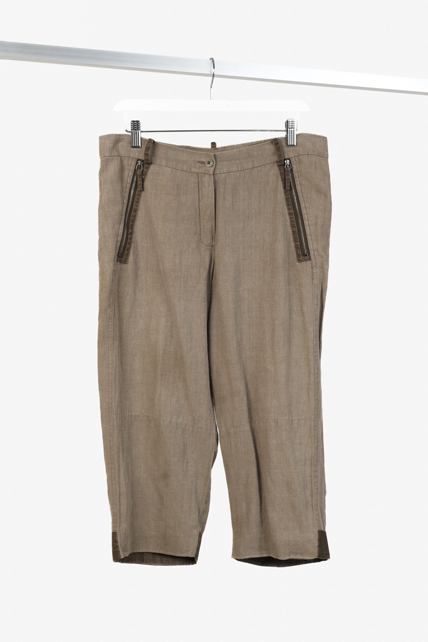 Annette Gortz Annette Gortz Rai Brown Linen Trim-Detail Zip-Pocket Culotte Size 32" / US 10 / IT 46 - 1 Thumbnail