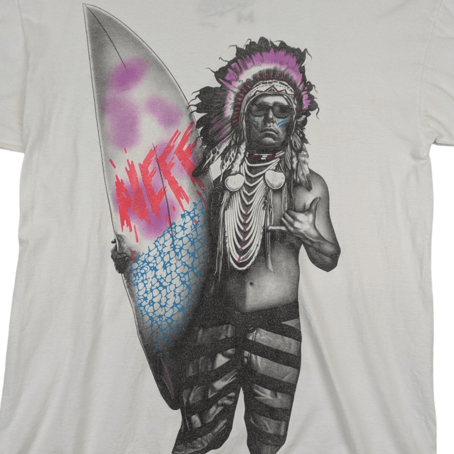 NEFF Vintage 2000's NEFF Surfboard Red Indians Graphic T-Shirt Size US M / EU 48-50 / 2 - 5 Thumbnail