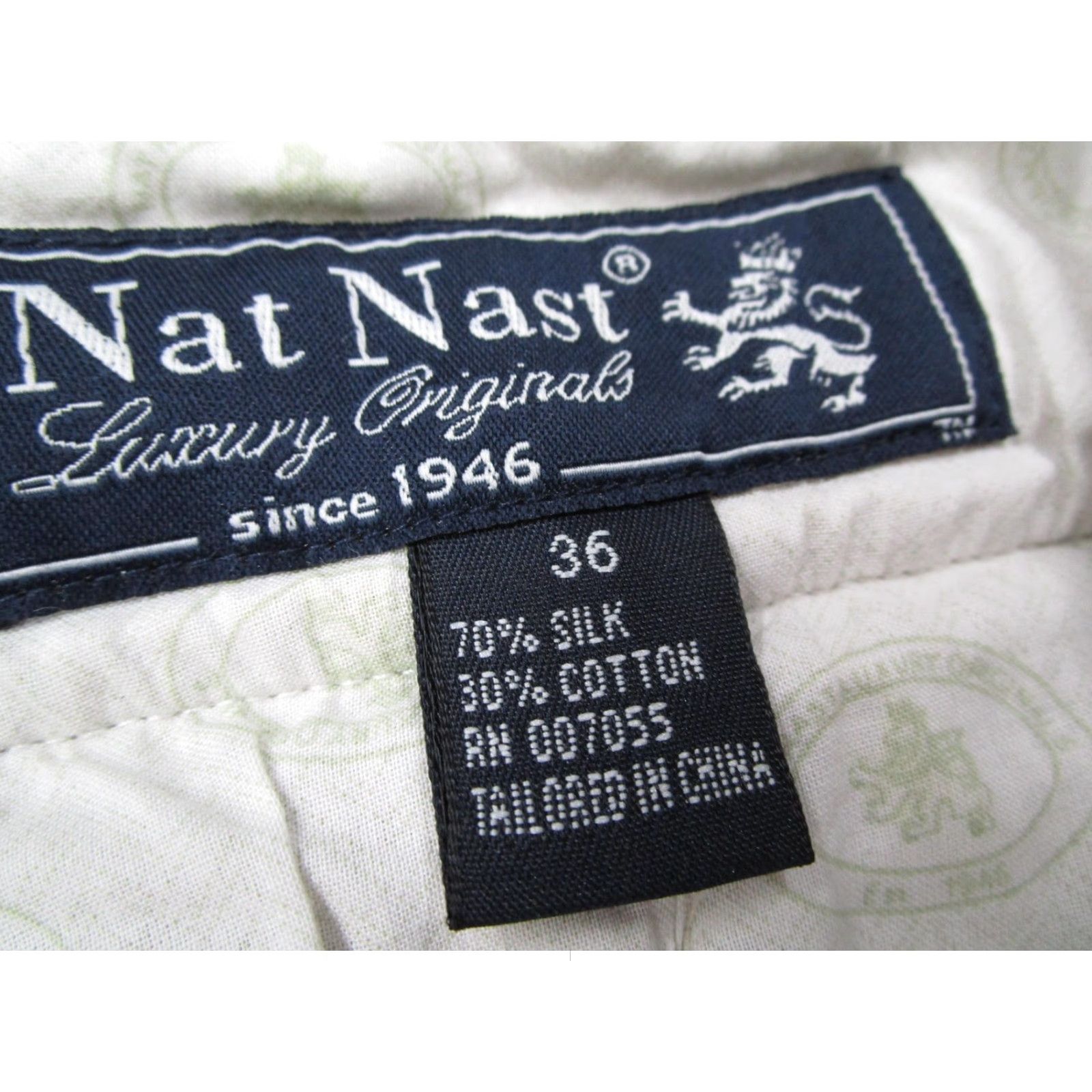 Nat Nast VINTAGE Nat Nast Chino Pants Men 36 Beige Silk Cotton Blend Flat Front Solid Classic Mens 90s style Waist 33 Inseam 26 Zip Front 5-Pocket Retro Size US 36 / EU 52 - 4 Thumbnail