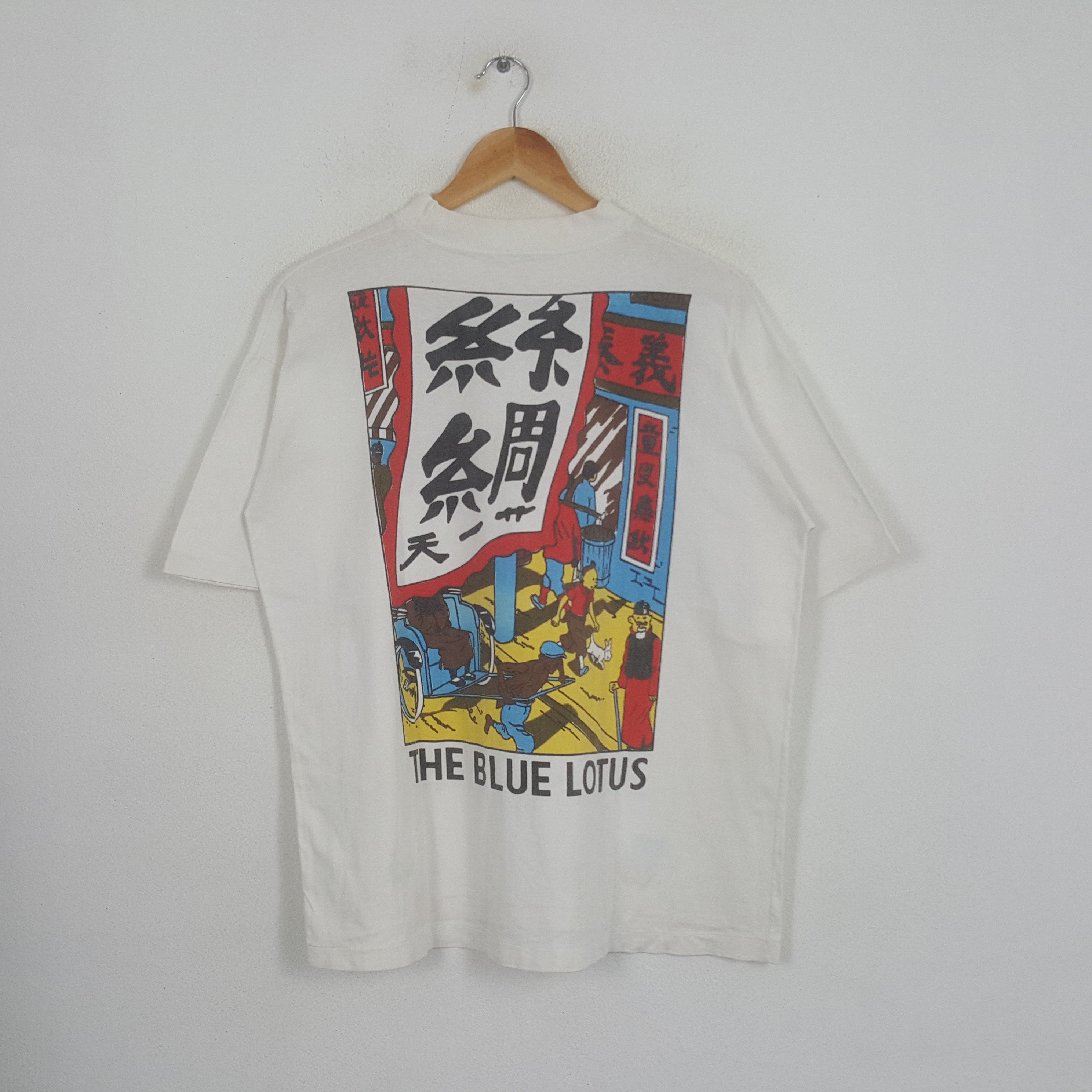 Vintage Tintin The Blue Lotus American Cartoon Tshirt