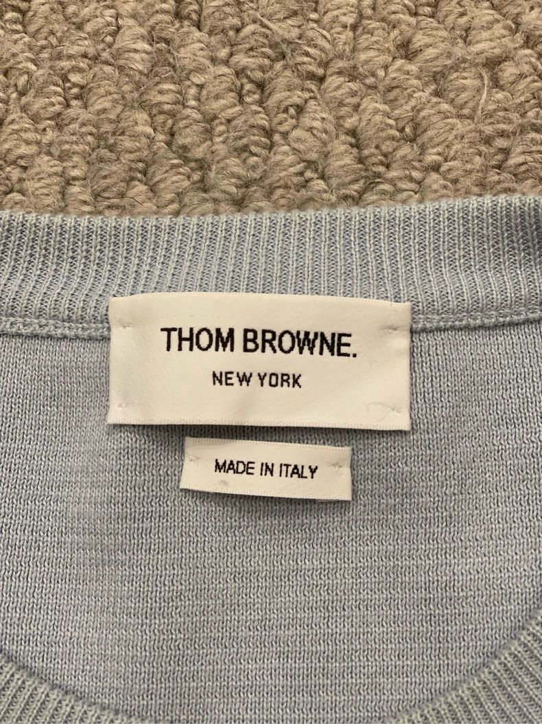 Thom Browne Thom browne Sky blue classic four-striped knitted pullover Size US S / EU 44-46 / 1 - 4 Thumbnail