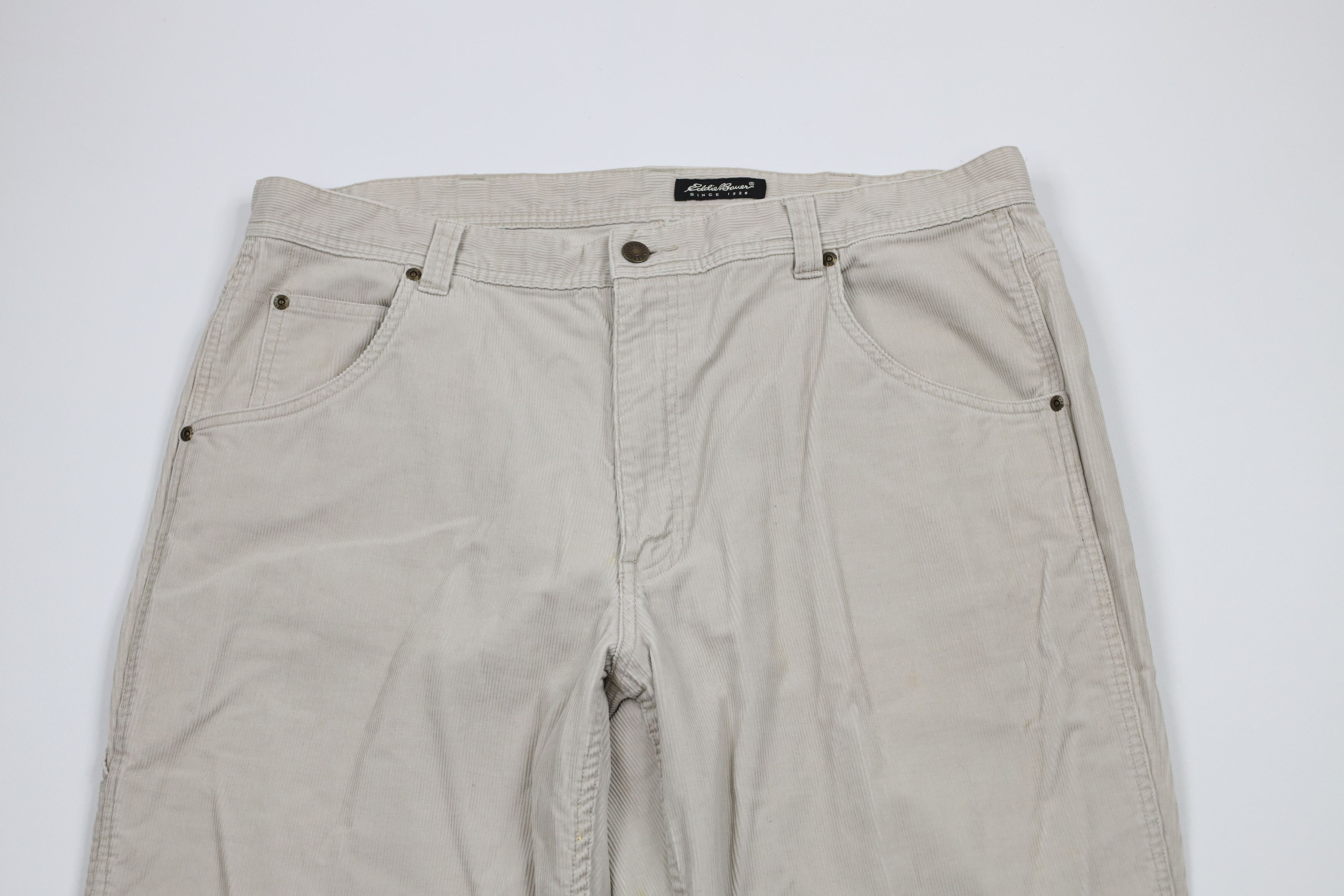 Eddie Bauer × Vintage Vintage 90s Eddie Bauer Wide Leg Corduroy Dungaree Pants Size US 38 / EU 54 - 2 Thumbnail
