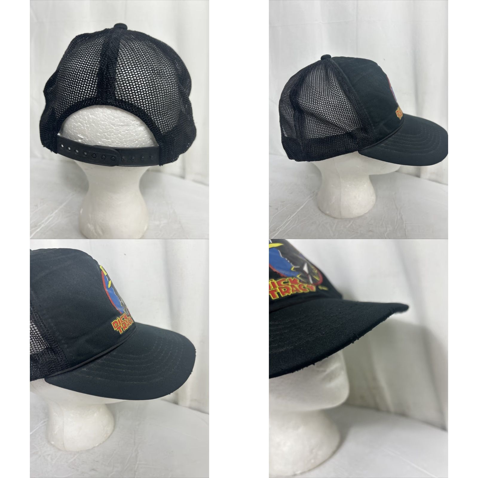 Disney VINTAGE Dick Tracy Trucker Hat Black SnapBack Adjustable Distressed Men One Size Disney Kapit? Size ONE SIZE - 8 Thumbnail