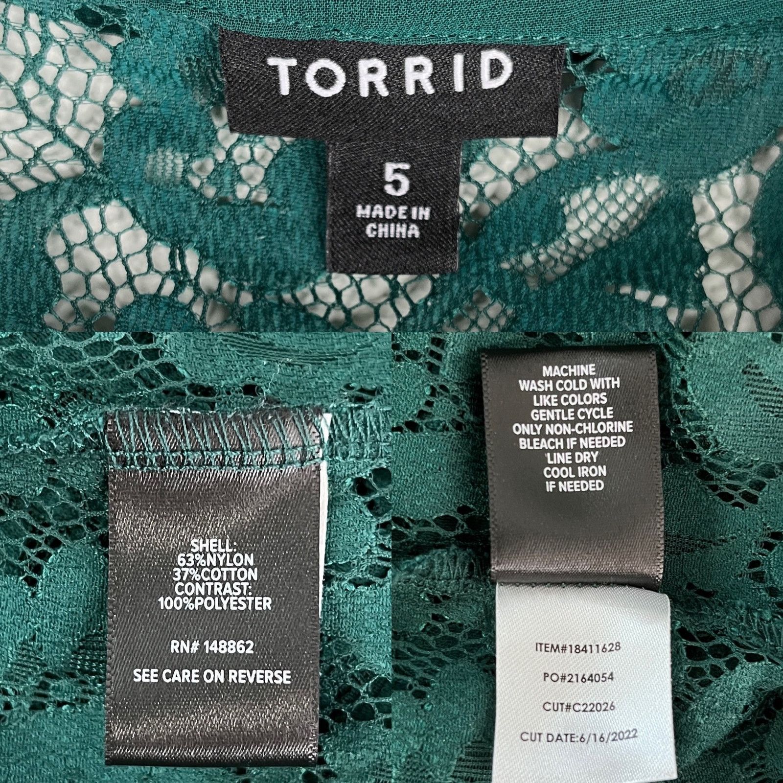 Other Torrid Lace Button Down Green Long Sleeve Top Blouse 5 5X Size 4XL / US 24-26 - 8 Thumbnail
