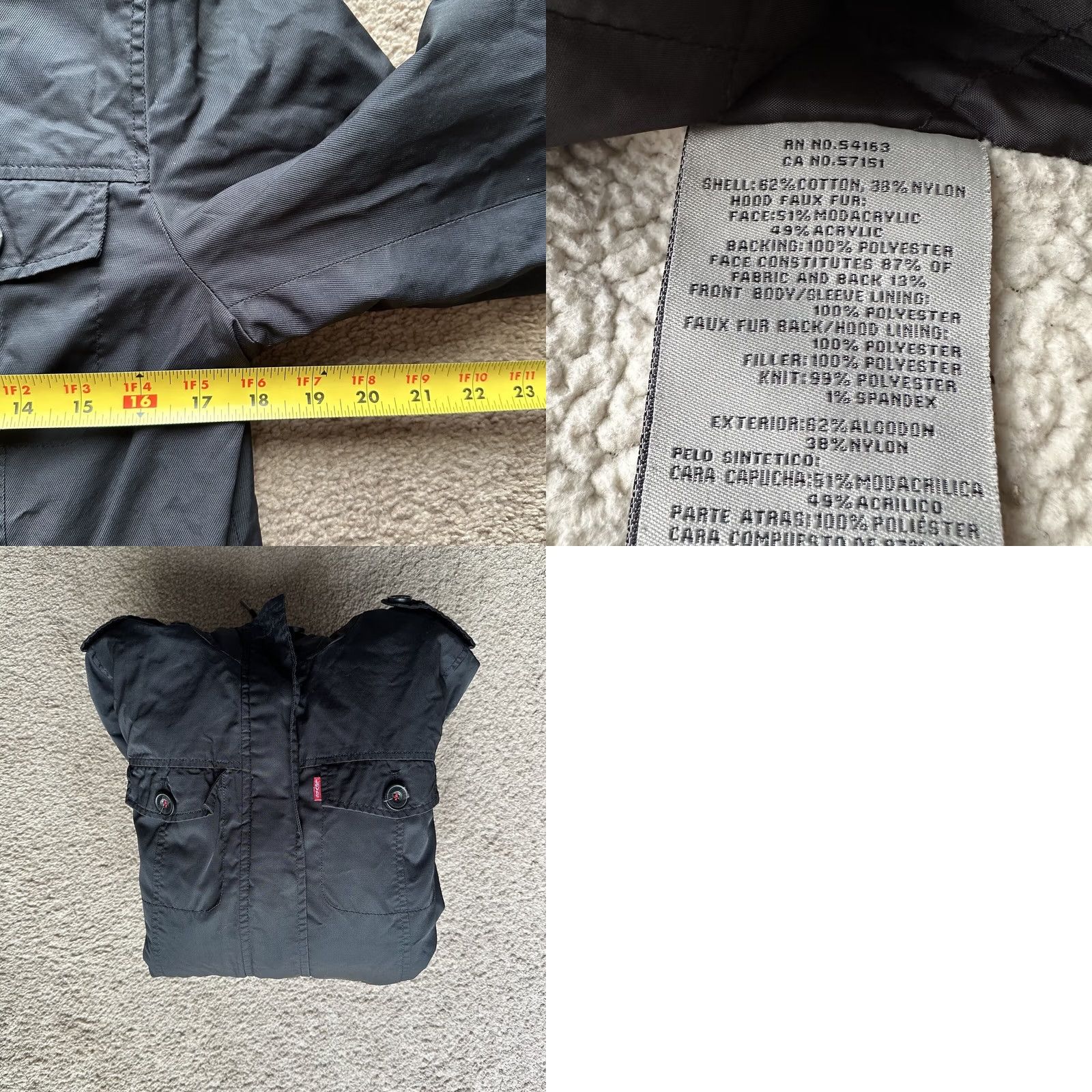 Levi's Levi Jacket Womens Small Full Zip Pockets Black Sherpa Fleece Lined Size S / US 4 / IT 40 - 9 Thumbnail