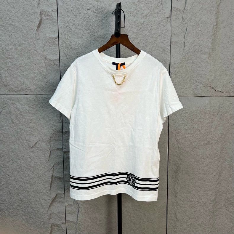 Louis Vuitton Louis Vuitton Neckline chain stripe white short sleeve Size US L / EU 52-54 / 3 - 1 Thumbnail