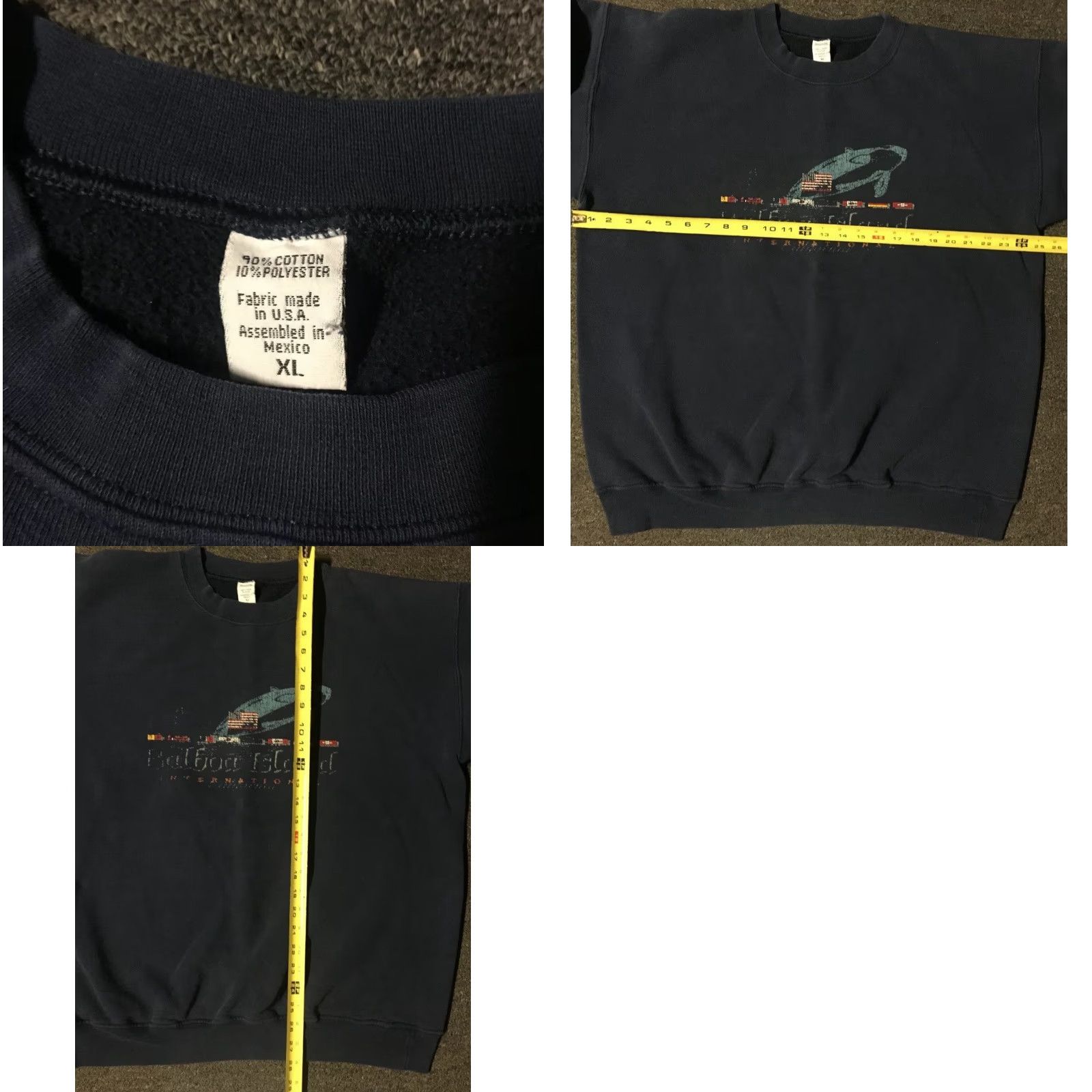 Nautica VINTAGE Balboa Island 90s Faded Spellout Flag Sweatshirt XL Navy Blue Men Pullover Shirt/ Sweatshirt Nautical Grunge USA 80s 90s Style Mens Size US XL / EU 56 / 4 - 8 Thumbnail