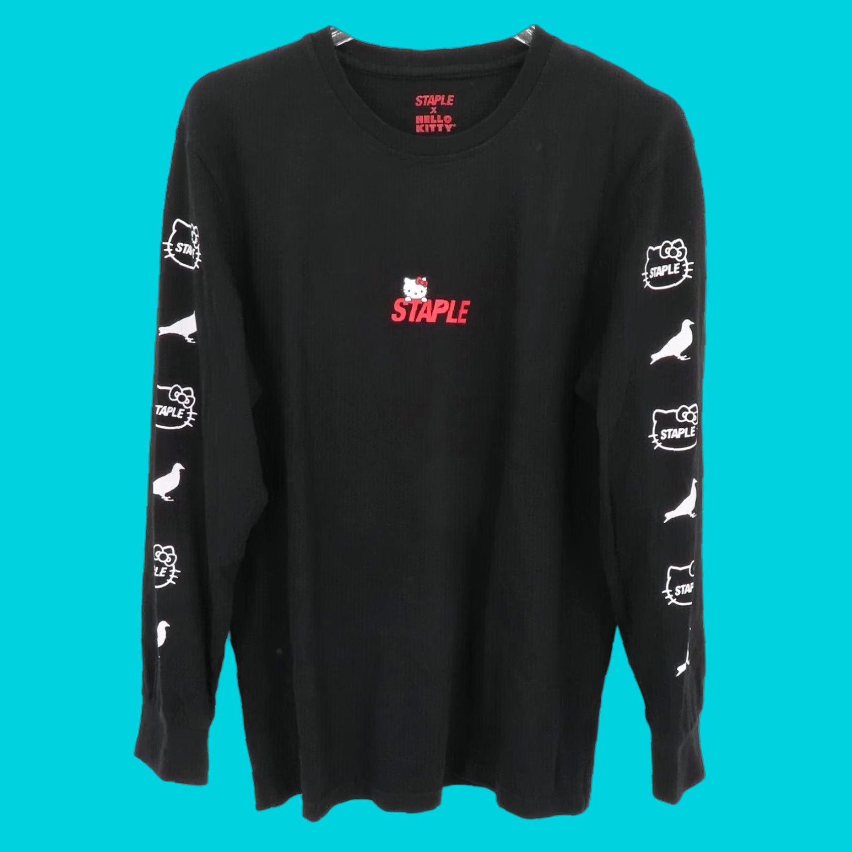 Vintage Staple Hello Kitty Mens M Black Crew Neck Long Sleeve Tee Shirt T Shirt Size US M / EU 48-50 / 2 - 1 Thumbnail