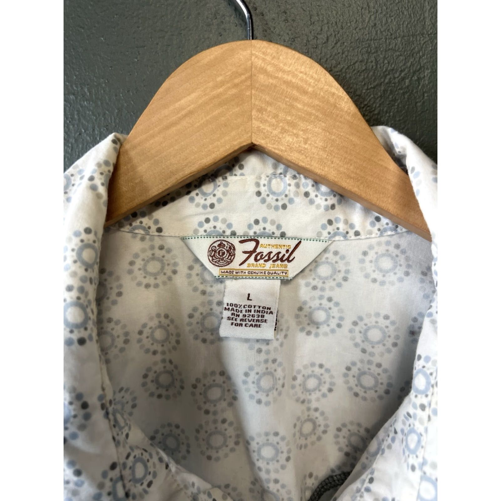 Fossil Fossil Mens White Long Sleeve Button-Up Dress Shirt L Large Size White Shirt Mens Size 42R - 3 Thumbnail