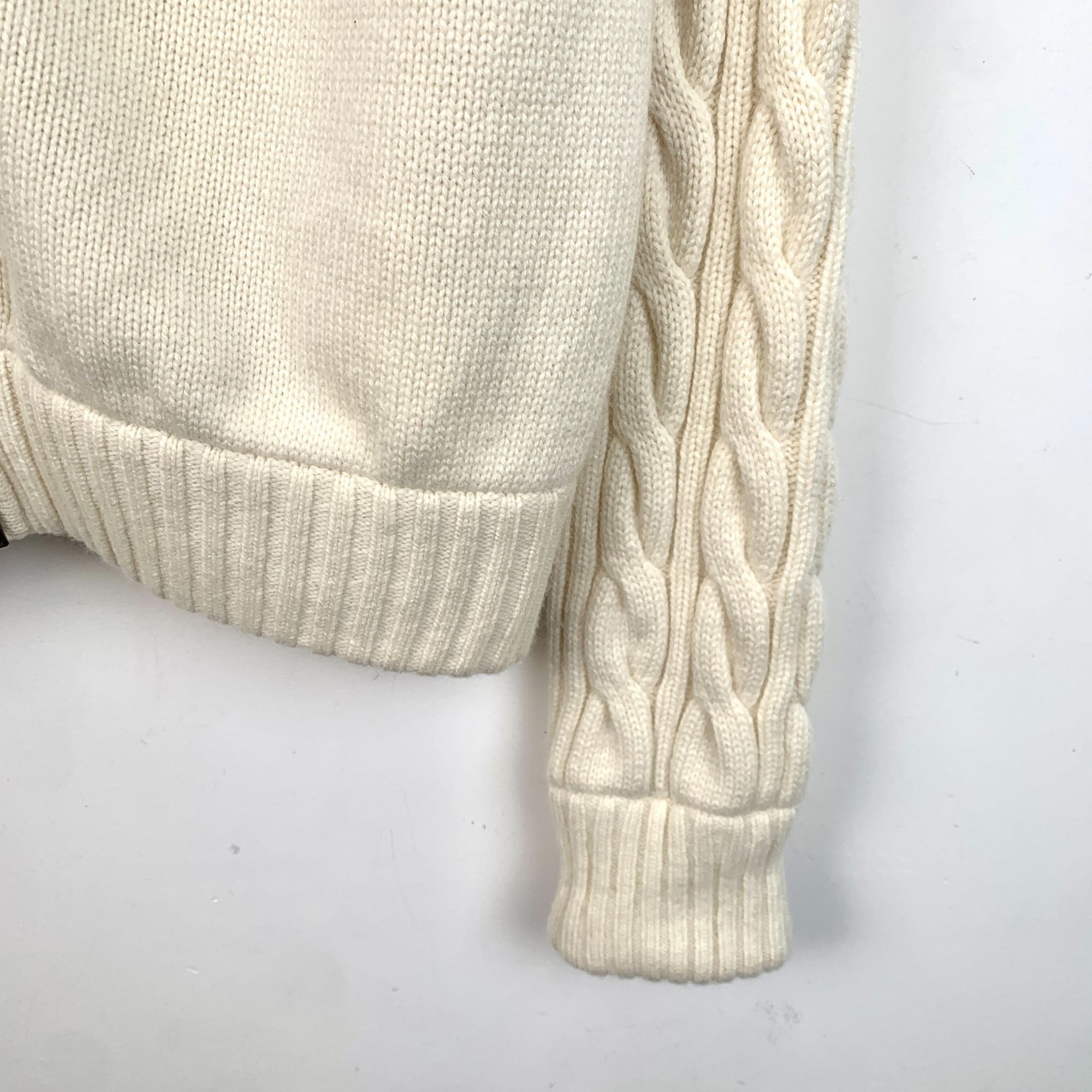 Max Mara MaxMara Beige Letter Crystal-Embellished Merino Wool Zip-Up Size L / US 10 / IT 46 - 6 Thumbnail