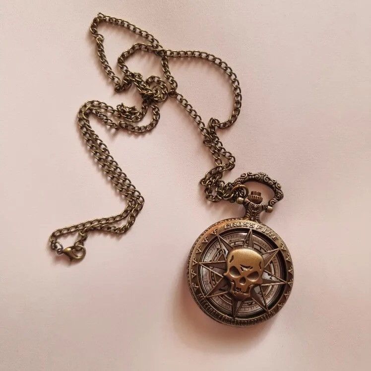 Vintage Skull Horror Pocket Watch Chain Necklace Size ONE SIZE - 5 Thumbnail